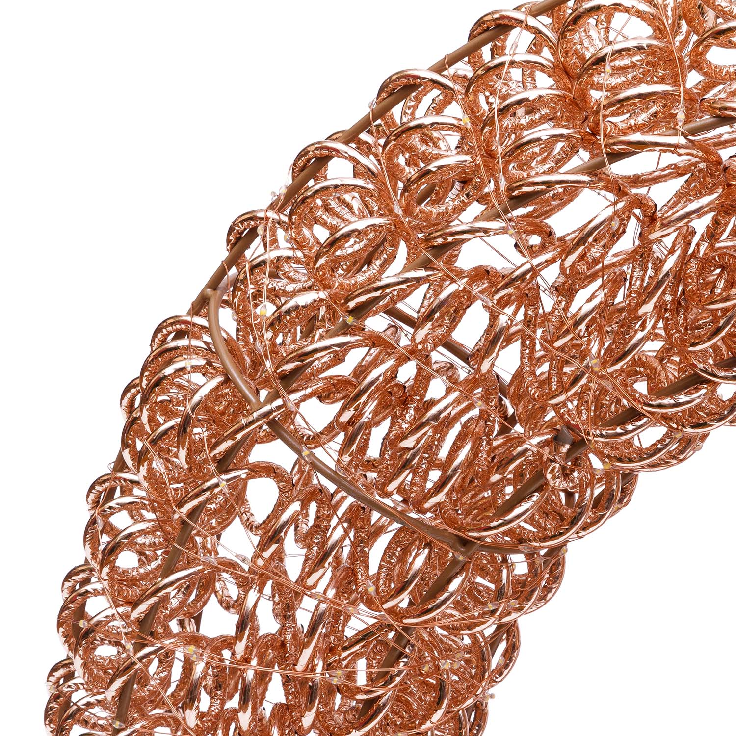 Corona in metallo 3D Rose Gold, filo a spirale, ∅70 cm, 960 microled bianco caldo 3