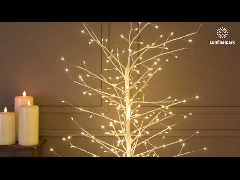 Lindenzweig-Baum weiß, Höhe 0,9 m, 240 warmweiße Mikro-LEDs, Innenbereich 2