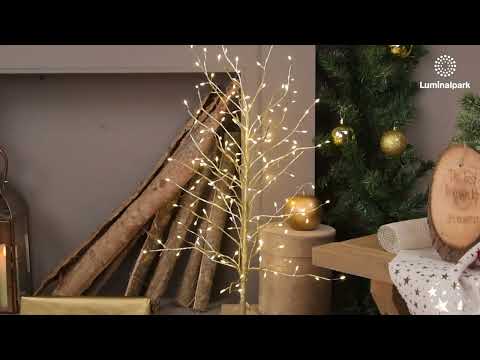 Champagne Linden Branch Tree, h 0.6 m, 160 Warm White and White MicroLEDs, Indoor use 2