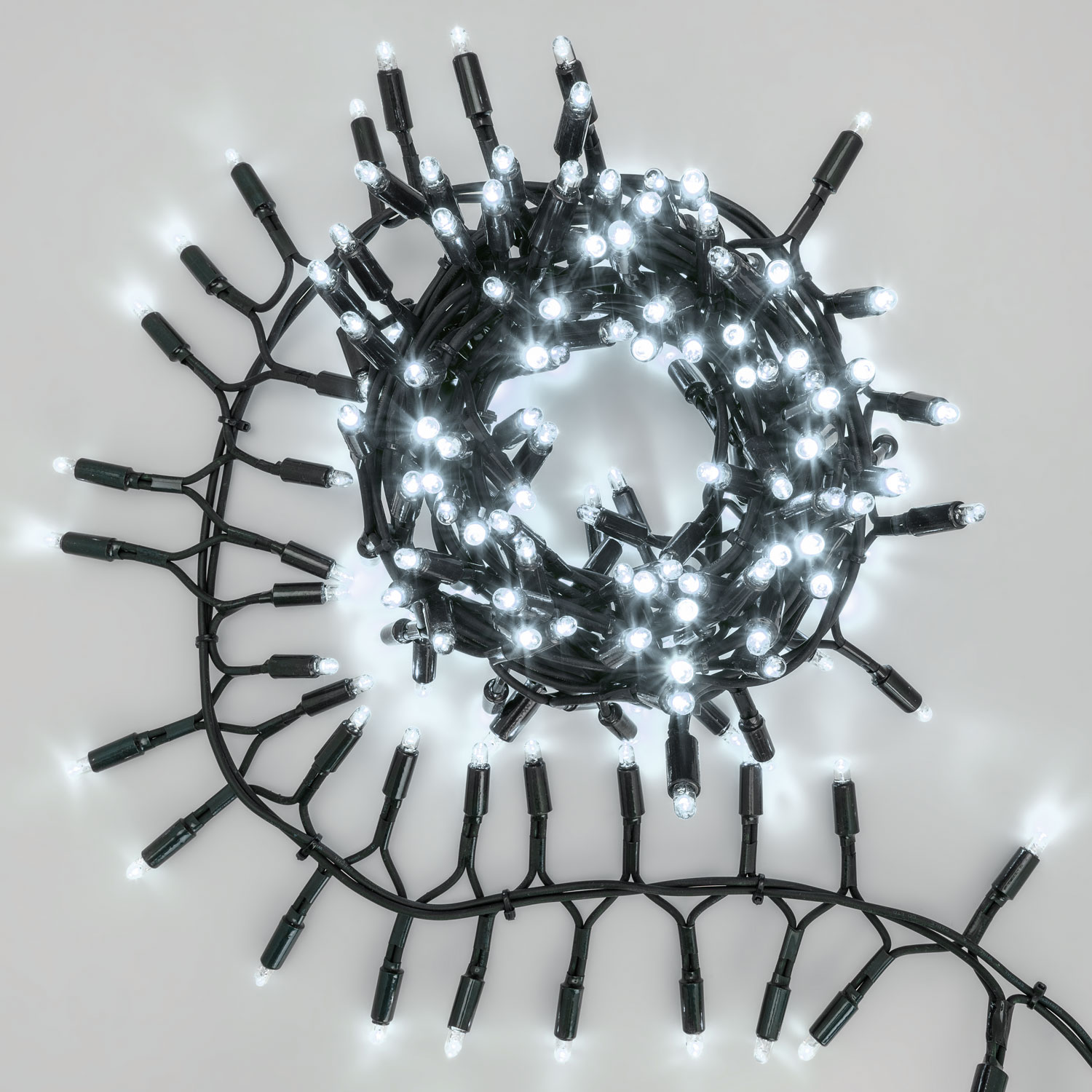 Cluster-Lichterkette 4 m, 200 MaxiLEDs kaltweiß, grünes Kabel, erweiterbar Cluster-Lichterkette 4 m, 200 MaxiLEDs kaltweiß, grünes Kabel, erweiterbar