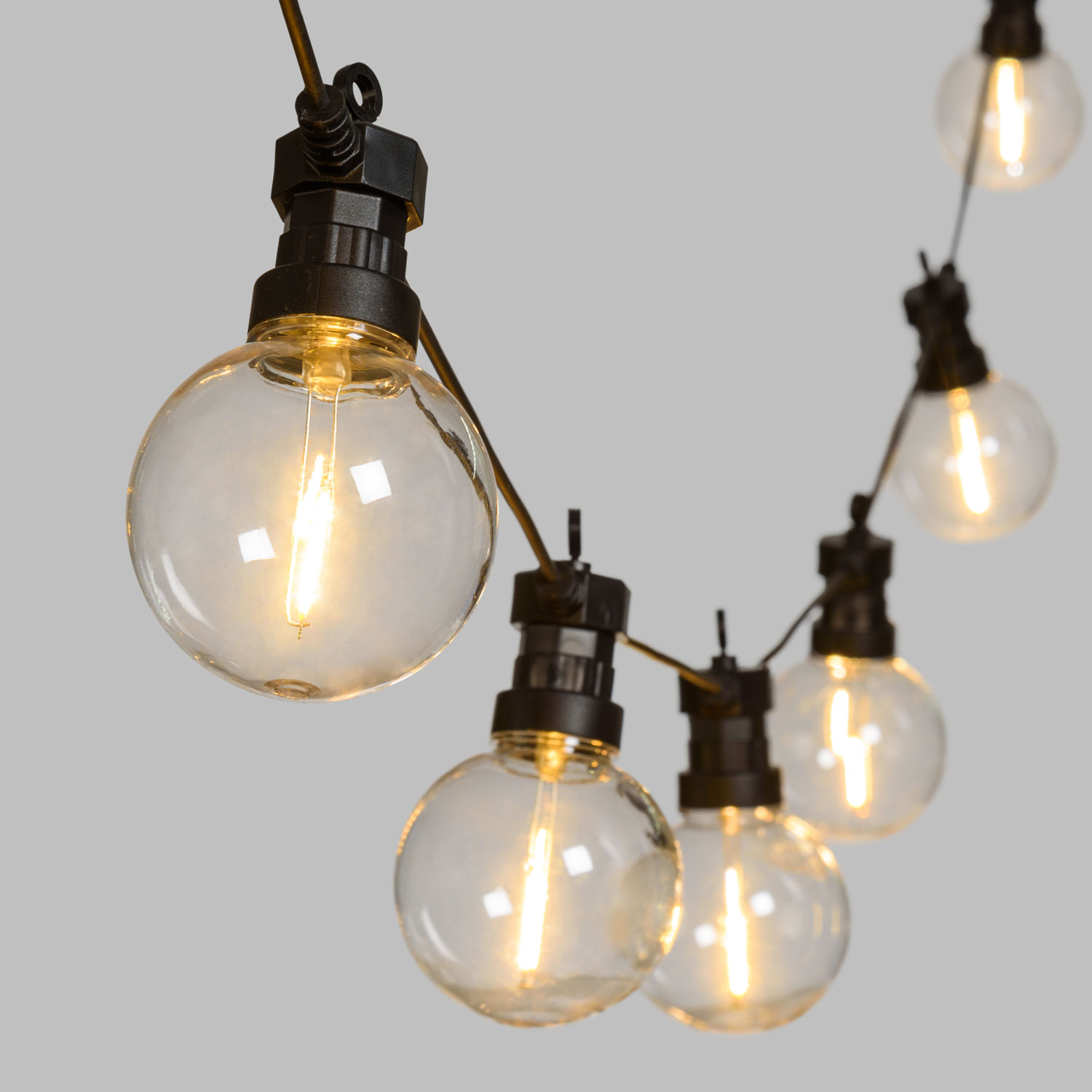Guirlande de 20 ampoules transparentes globe Ø 80 mm, filament led blanc chaud 2 Guirlande de 20 ampoules transparentes globe Ø 80 mm, filament led blanc chaud 2