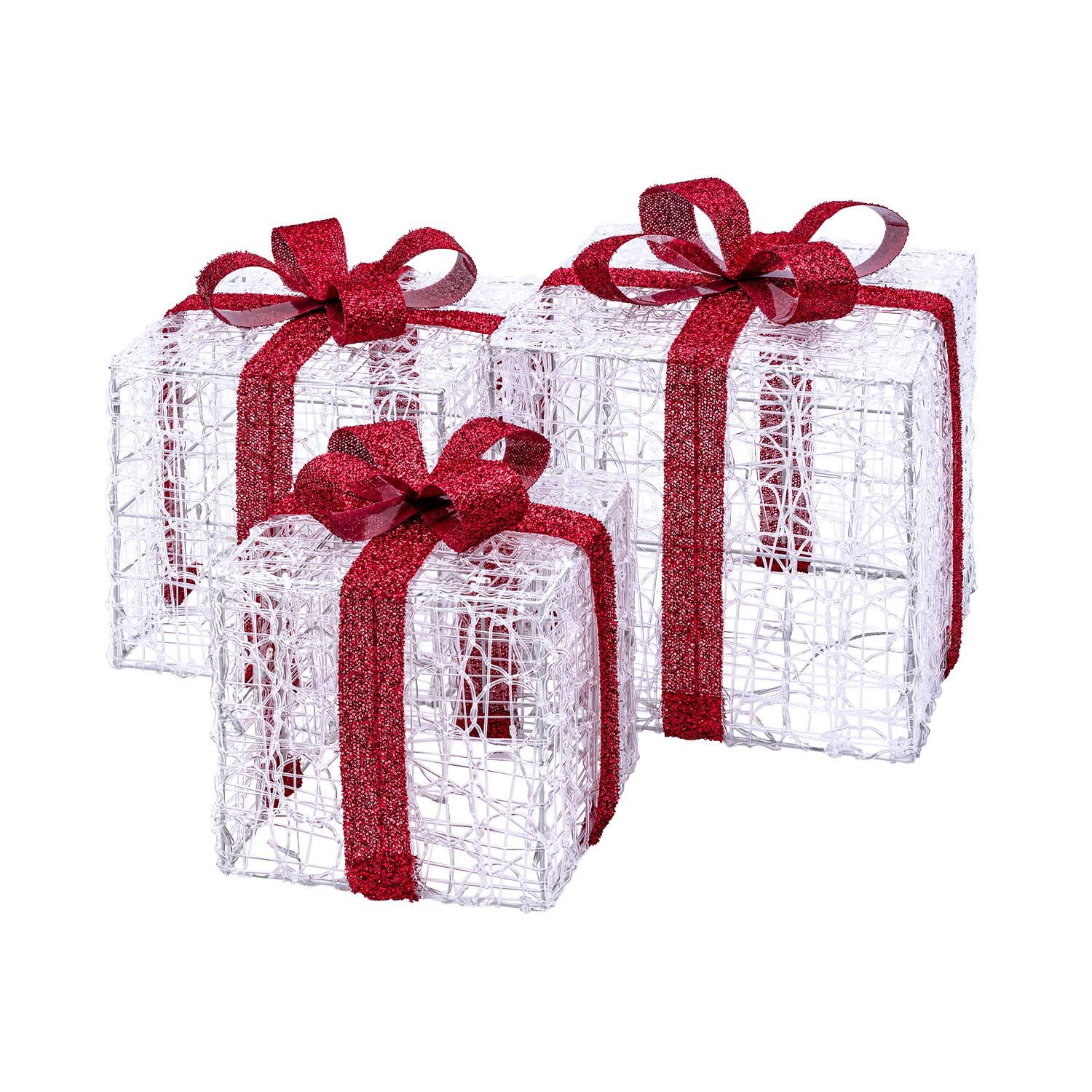 Set 3 Pacchi Regalo in acrilico, 240 Dual Color LED bianco caldo e bianco freddo 2