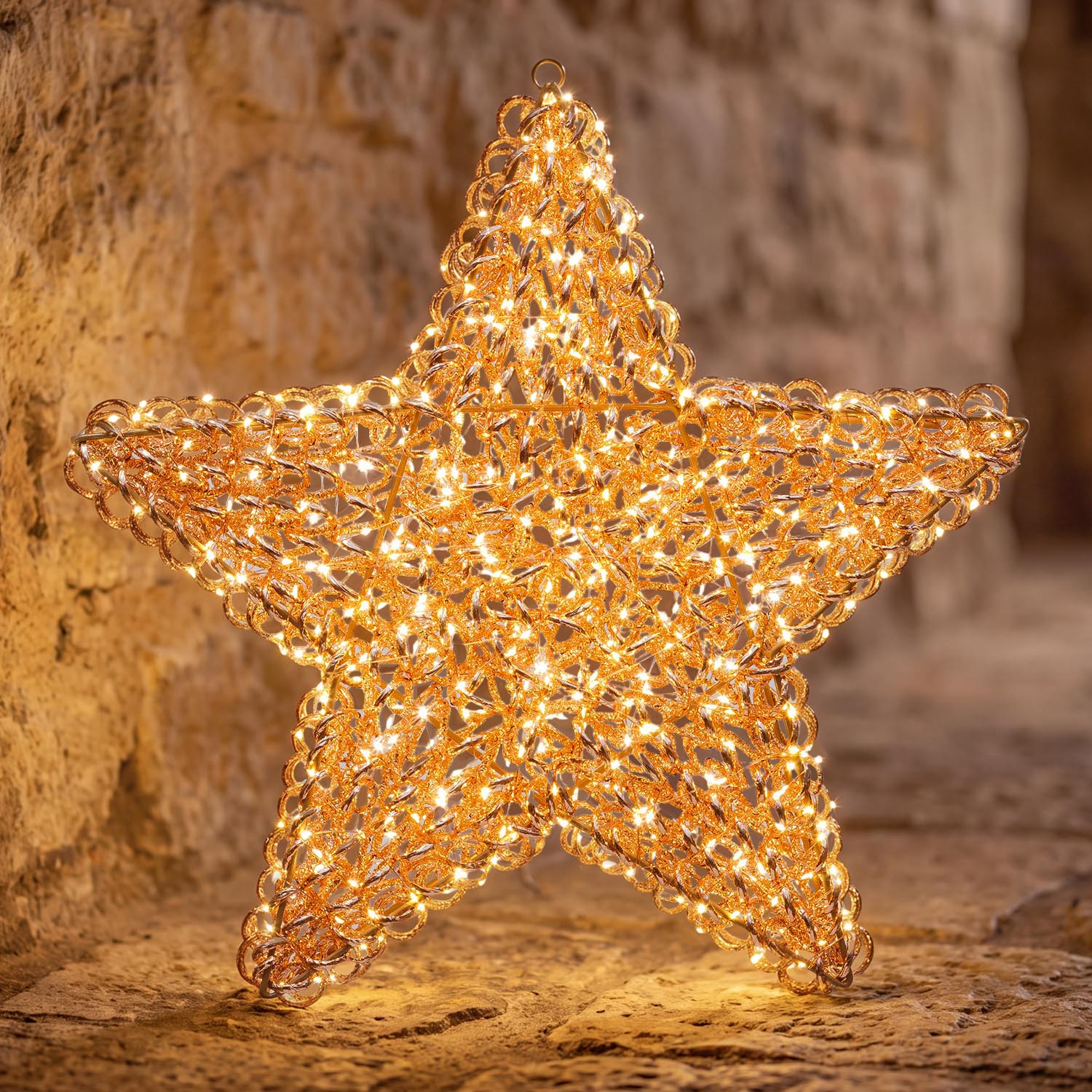 Stella 3D Rose Gold, filo a spirale, ∅58 cm, 720 microled bianco caldo