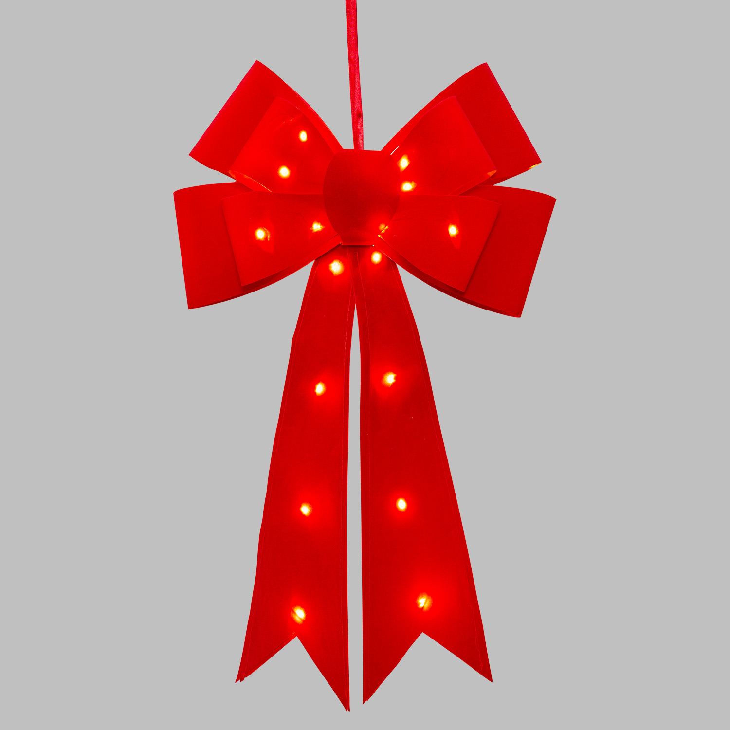 Red Velvet Bow, h 60 cm, 24 Warm White MicroLEDs