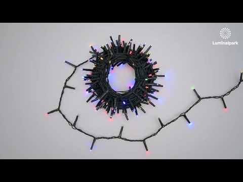 Catena a batteria con power bank 10 m, 200 miniled multicolor, cavo verde 2 Catena a batteria con power bank 10 m, 200 miniled multicolor, cavo verde 2