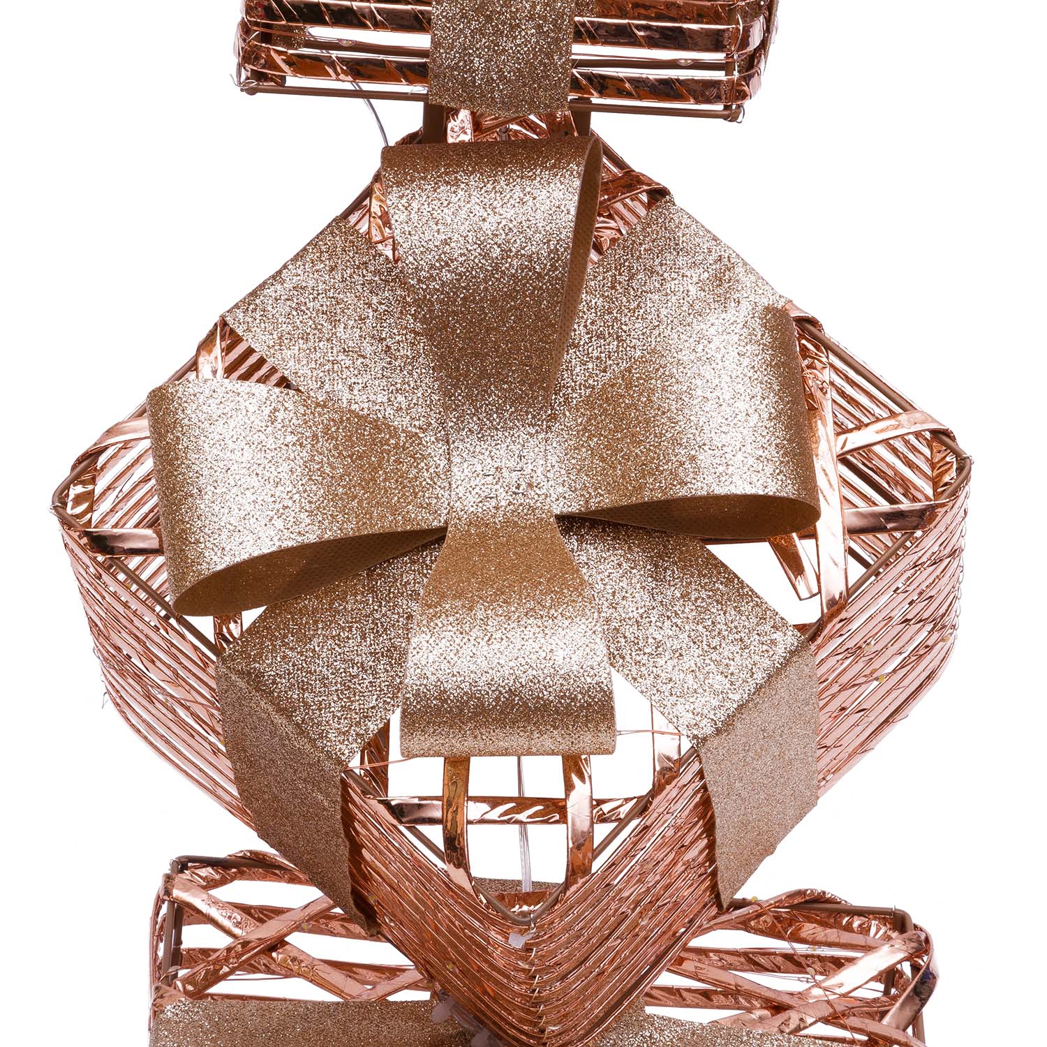 Set 3 Pacchi Regalo a coste 3D Rose Gold, h 73 cm, 350 microled bianco caldo 4
