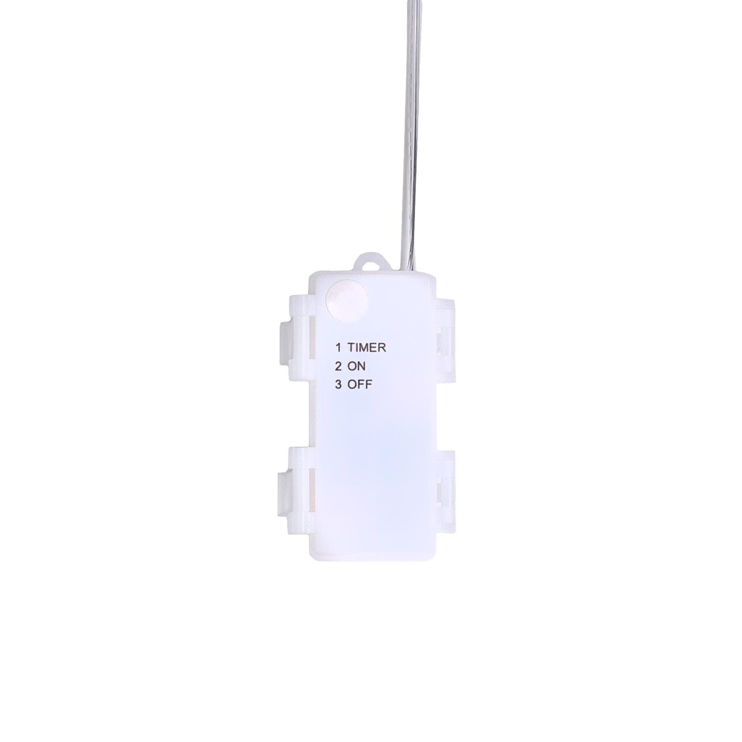 3 estrellas Crystal colgantes a pilas, 60 cm, 50 Microled blanco cálido, uso interior 4