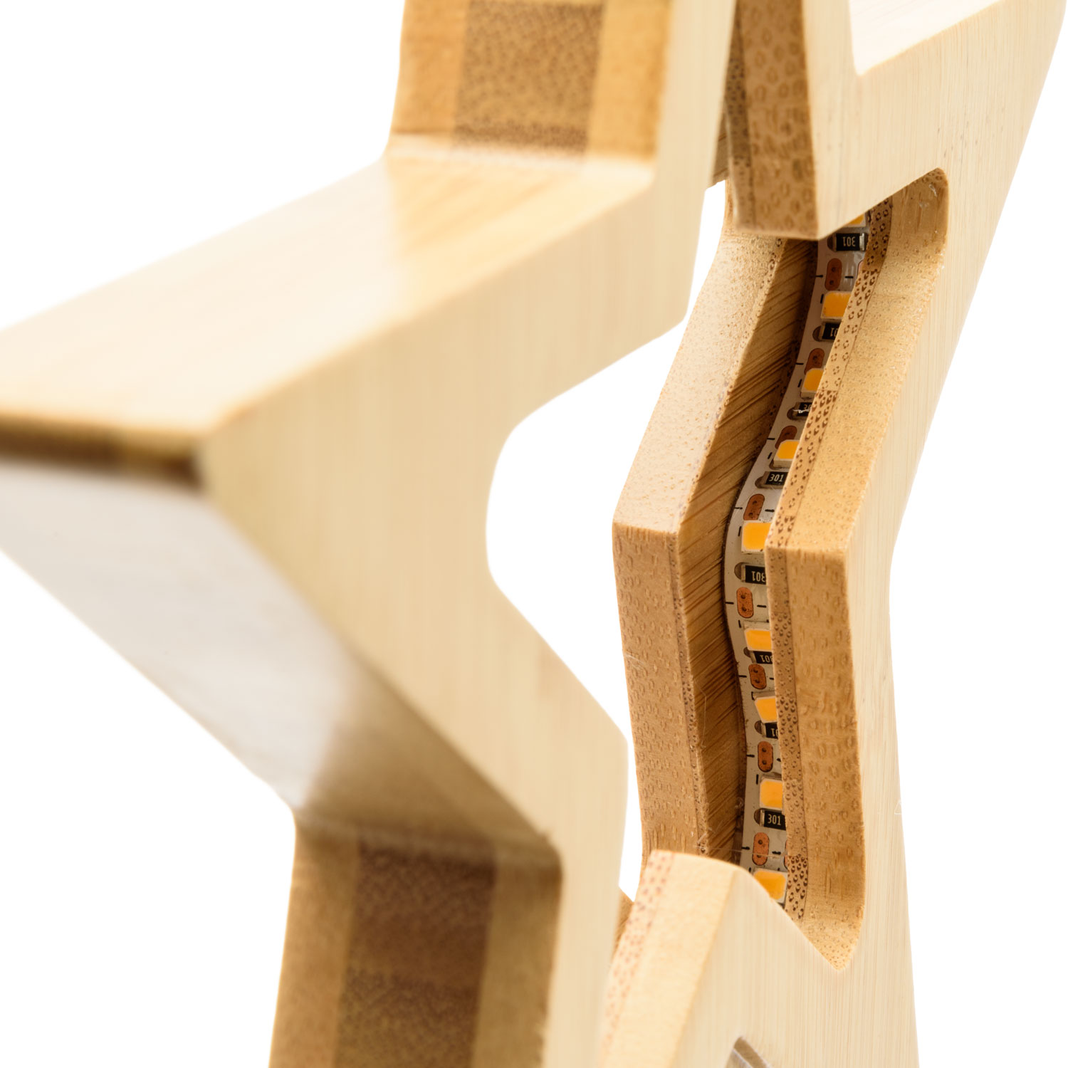 Étoile en bois naturel à pile, h. 25 cm, led blanc chaud 3 Étoile en bois naturel à pile, h. 25 cm, led blanc chaud 3
