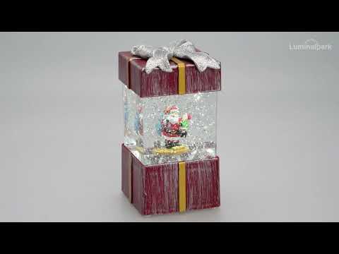 Lanterne Paquet Cadeau rouge vieilli avec paillettes dans l'eau 2 Lanterne Paquet Cadeau rouge vieilli avec paillettes dans l'eau 2