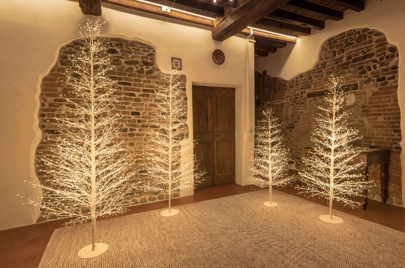 Sapins coniques blancs Tilleul avec lumières LED