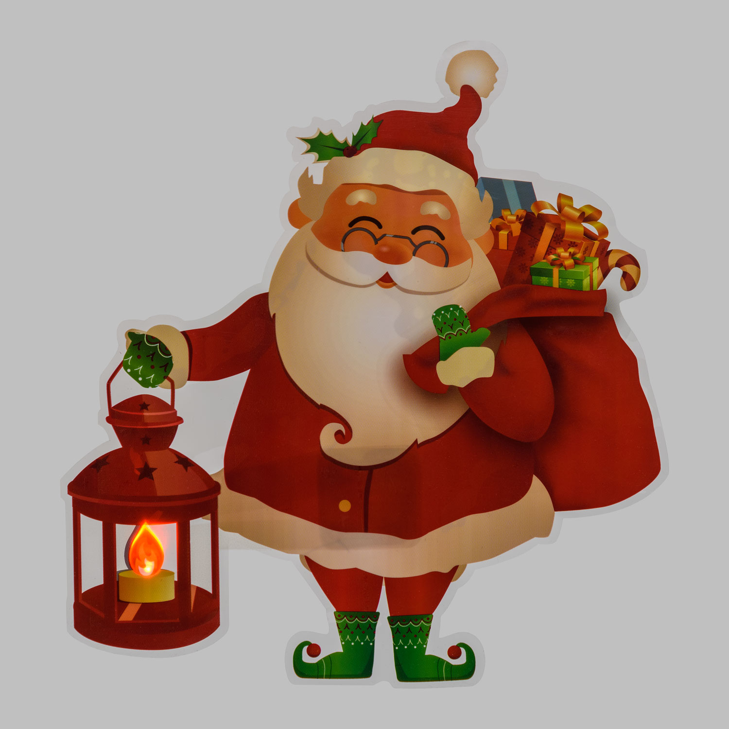 Christmas window sticker, Santa with lantern, 25 cm, warm white LEDs 3 Christmas window sticker, Santa with lantern, 25 cm, warm white LEDs 3