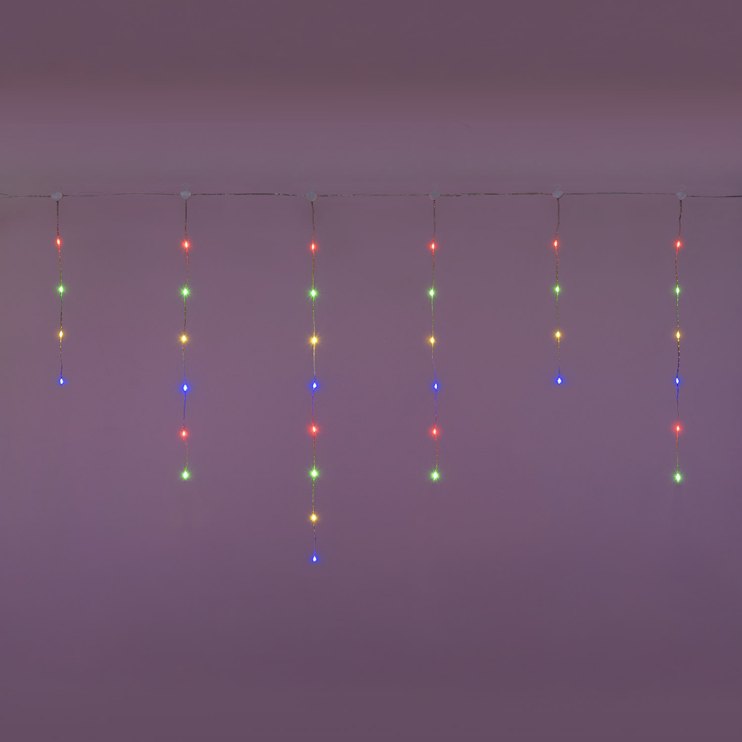 Stalactite 5 x 0,8 m, 120 Gouttes de Lumière Dual Color, led blanc chaud et multicolor, câble transparent