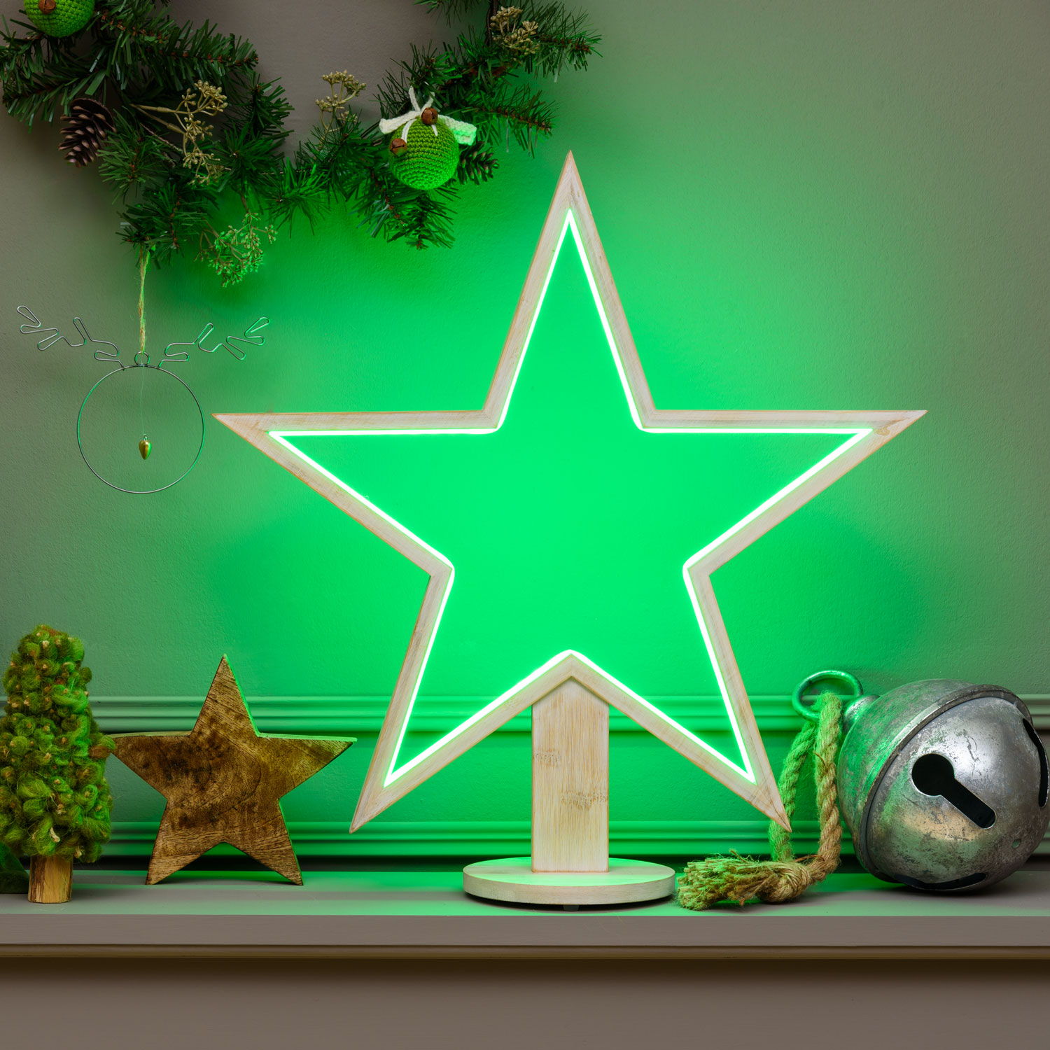 Étoile avec base en bois blanchi, 55 cm, led RGB et Blanc Chaud 4 Étoile avec base en bois blanchi, 55 cm, led RGB et Blanc Chaud 4