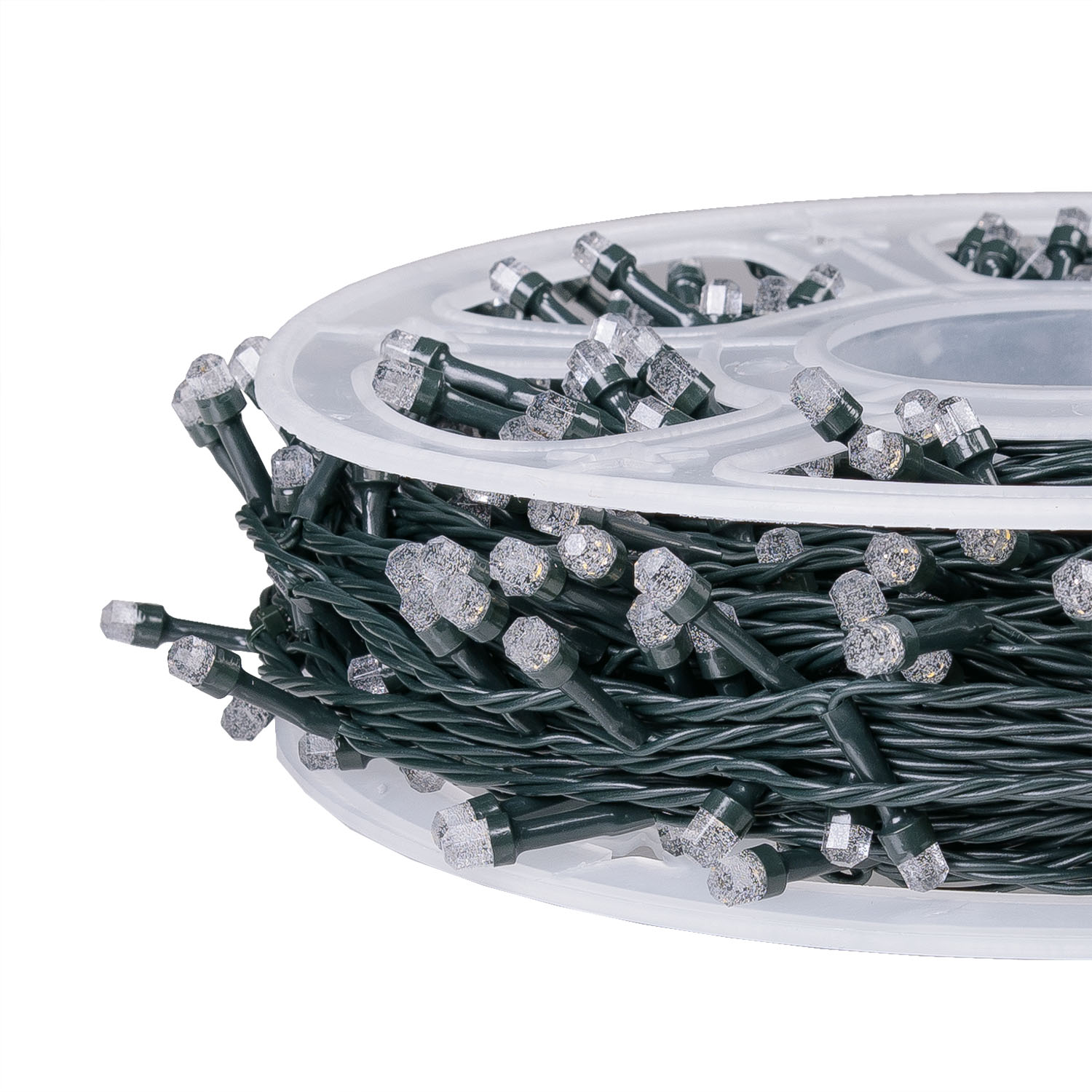 Catena 50 m, 500 led Diamante Bubble bianco caldo, cavo verde 3