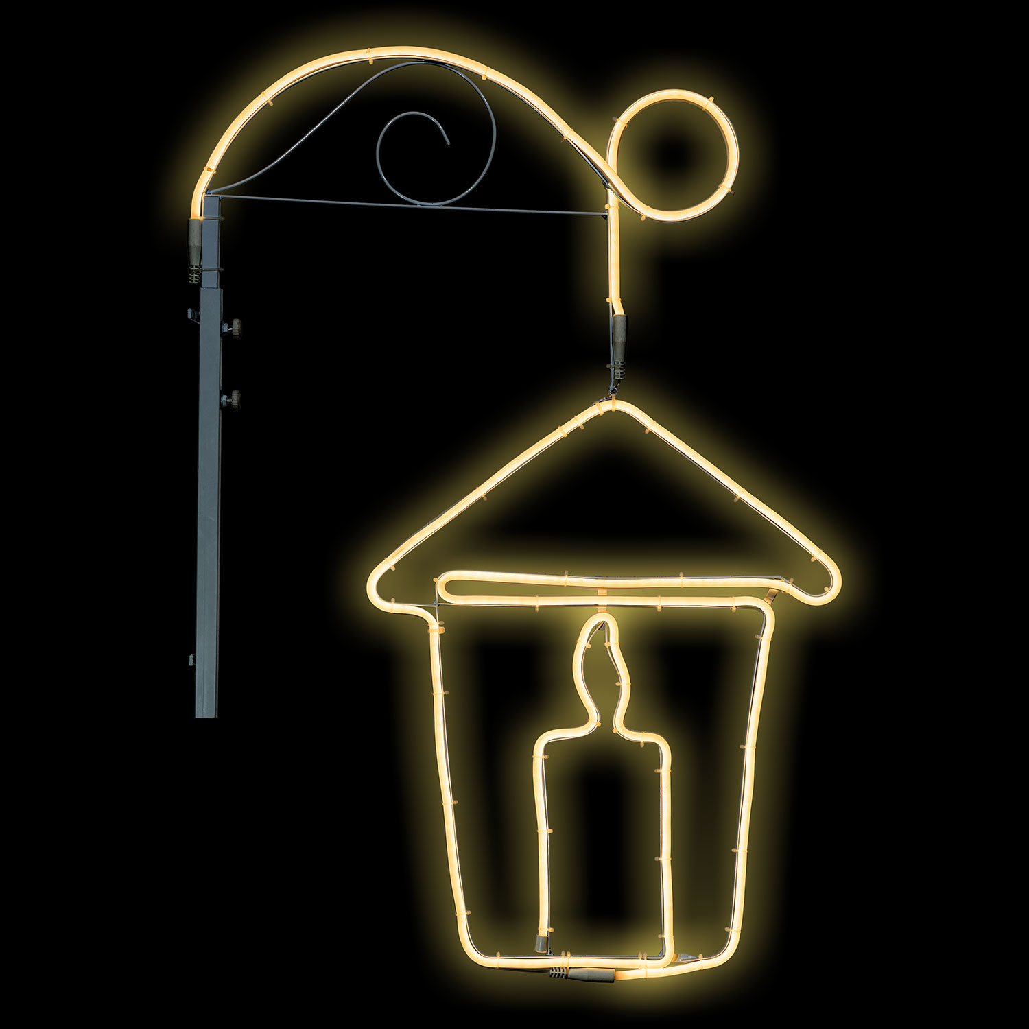 Lanterna con candela in tubo effetto neon led, supporto bianco caldo 1 Lanterna con candela in tubo effetto neon led, supporto bianco caldo 1