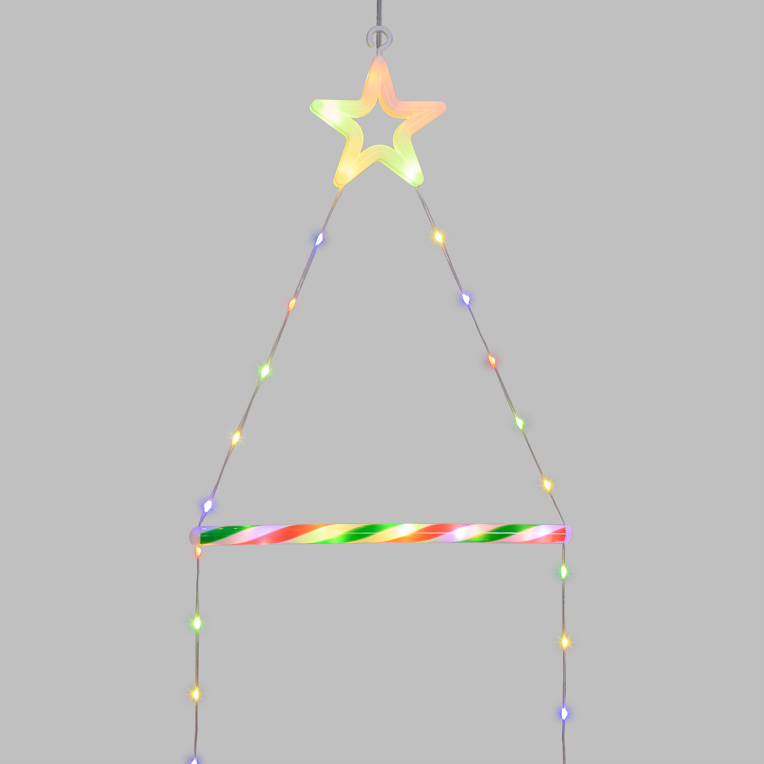 Babbo Natale su scala luminosa, h 200 cm, Dual LED bianco caldo e multicolor 10