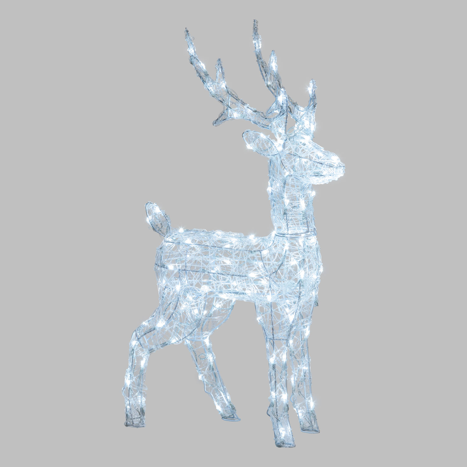 Reno 3D acrílico transparente, h. 85 cm, led blanco frío 3 Reno 3D acrílico transparente, h. 85 cm, led blanco frío 3