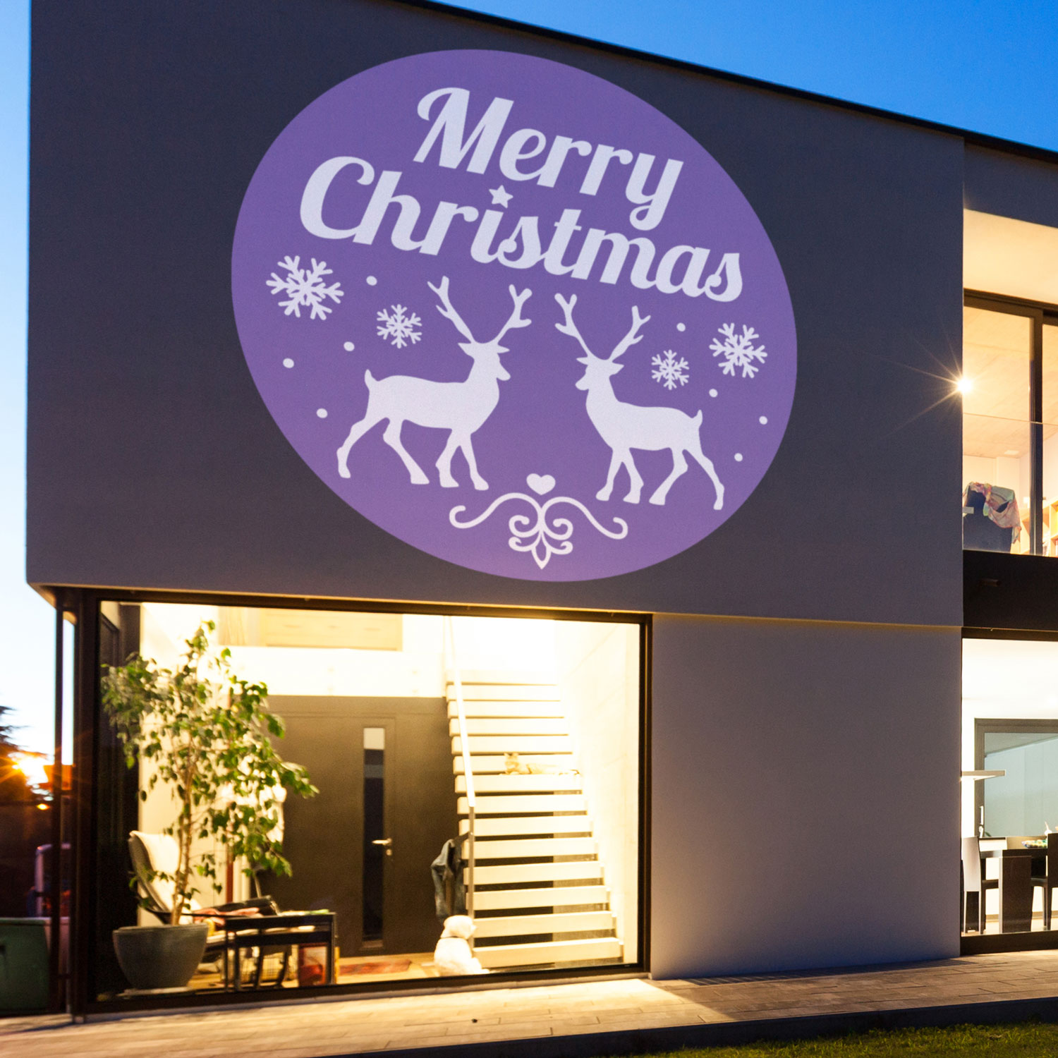 Gobo Merry Christmas con Renne e Cristalli 2 Gobo Merry Christmas con Renne e Cristalli 2