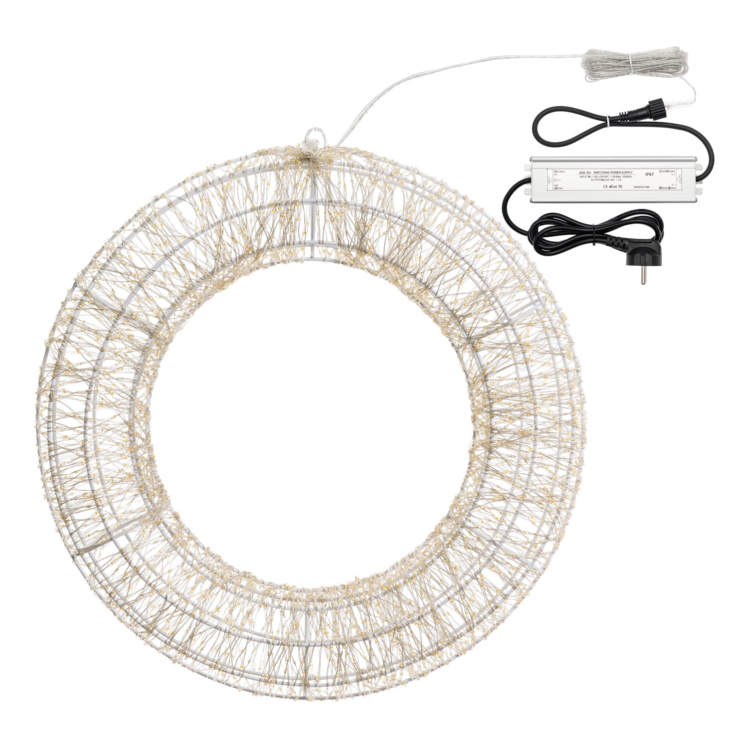 Corona blanca 3D Ø 55 cm, microled blanco cálido y frío, uso interior 4 Corona blanca 3D Ø 55 cm, microled blanco cálido y frío, uso interior 4