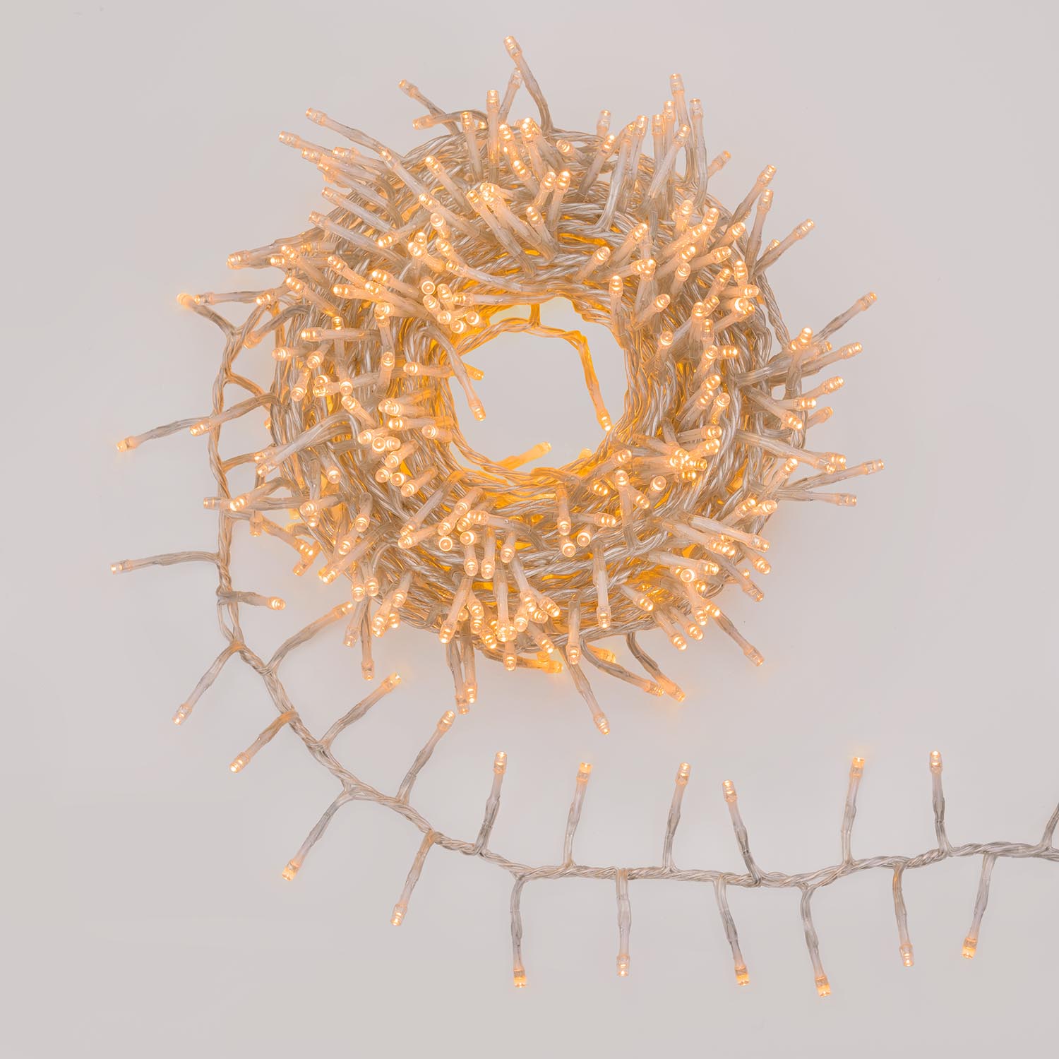MiniCluster Lichterkette Connect+ 25 m, 1250 LEDs Warmweiß, transparentes Kabel, verlängerbar MiniCluster Lichterkette Connect+ 25 m, 1250 LEDs Warmweiß, transparentes Kabel, verlängerbar