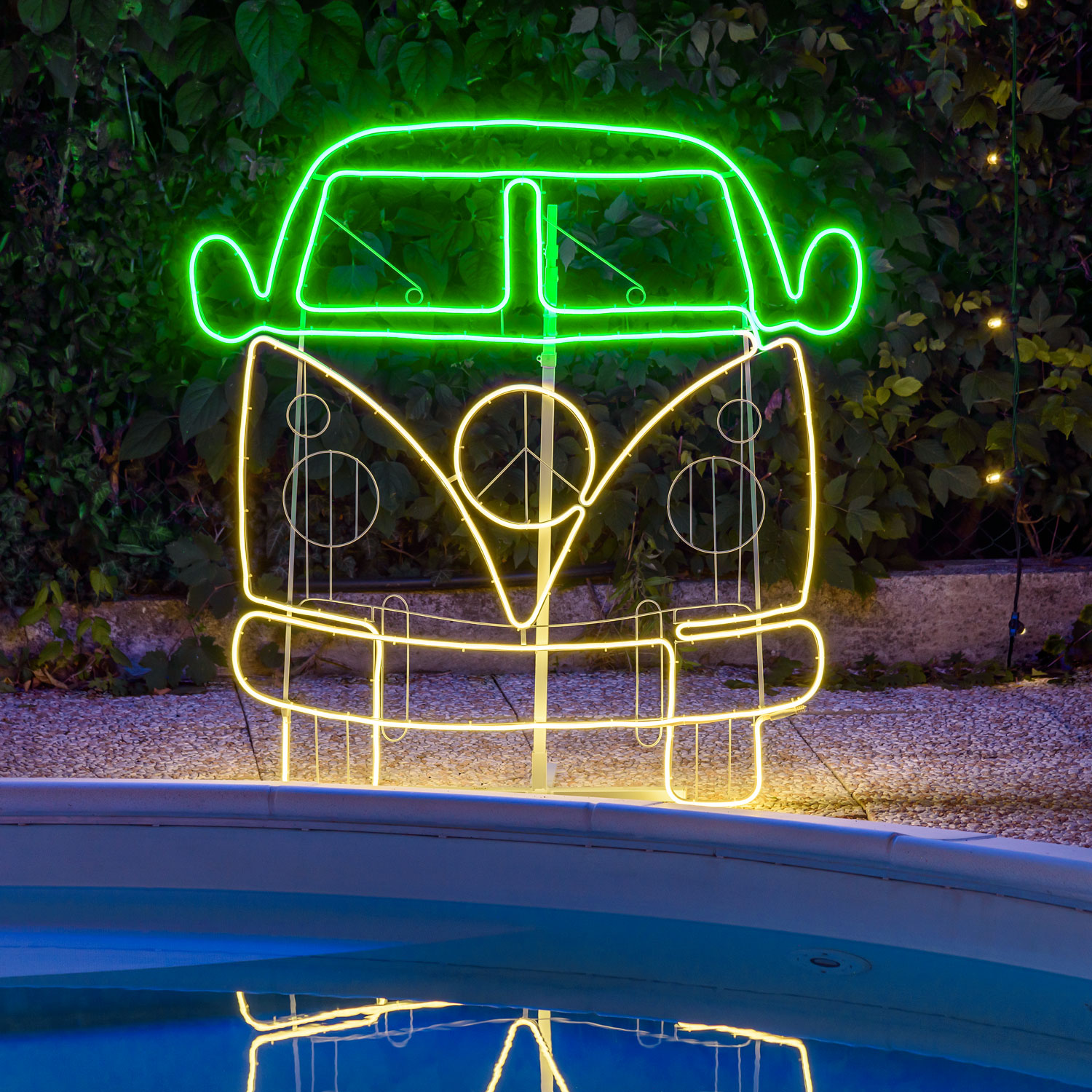 Furgoneta hippie efecto Neón, Led verde y blanco cálido 1 Furgoneta hippie efecto Neón, Led verde y blanco cálido 1