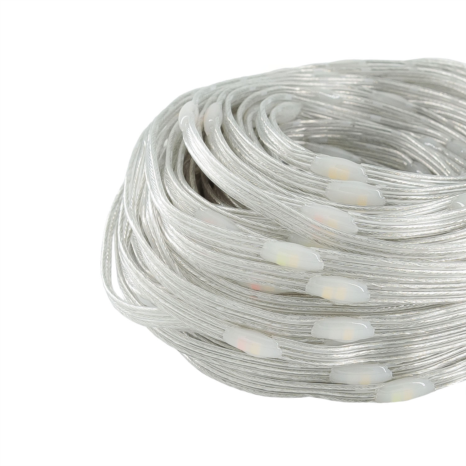 Catena 20 m, 200 Gocce di Luce Dual Color, led bianco caldo e multicolor, cavo trasparente 9