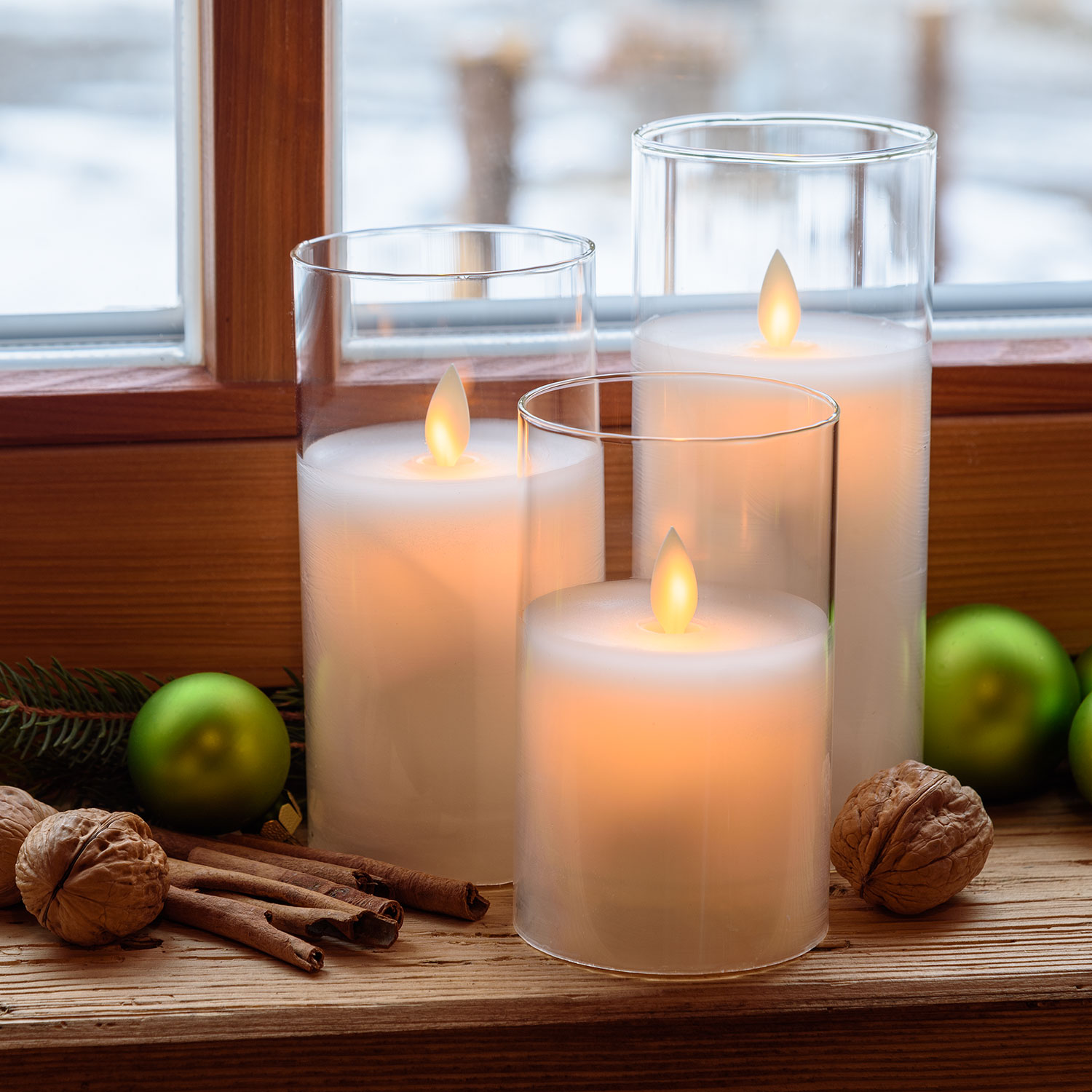 Lot de 3 bougies dans un verre, à piles, led blanc chaud 7 Lot de 3 bougies dans un verre, à piles, led blanc chaud 7