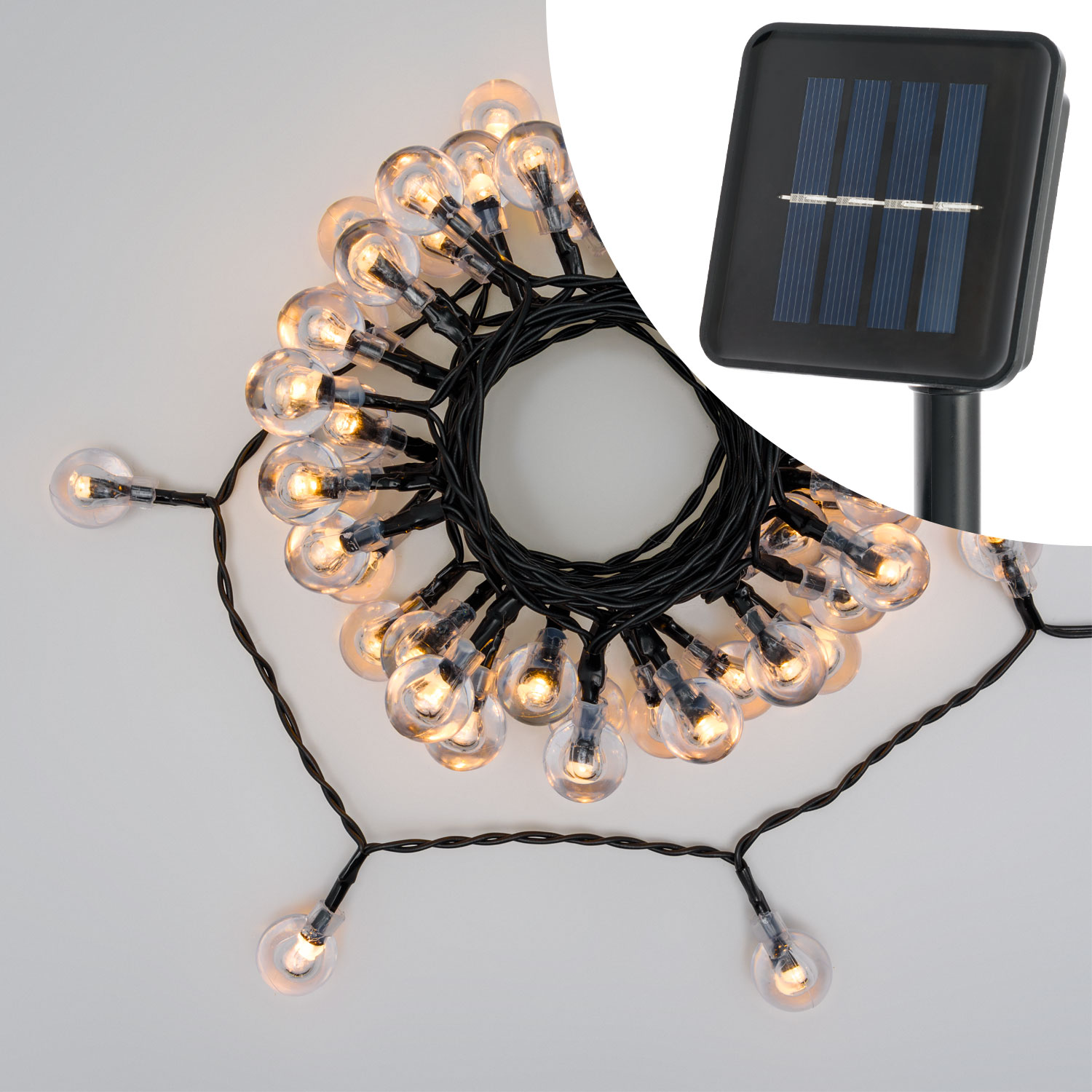 Solar Dekolichterkette 5 m, 50 Kugeln Ø 20 mm, warmweiß Solar Dekolichterkette 5 m, 50 Kugeln Ø 20 mm, warmweiß