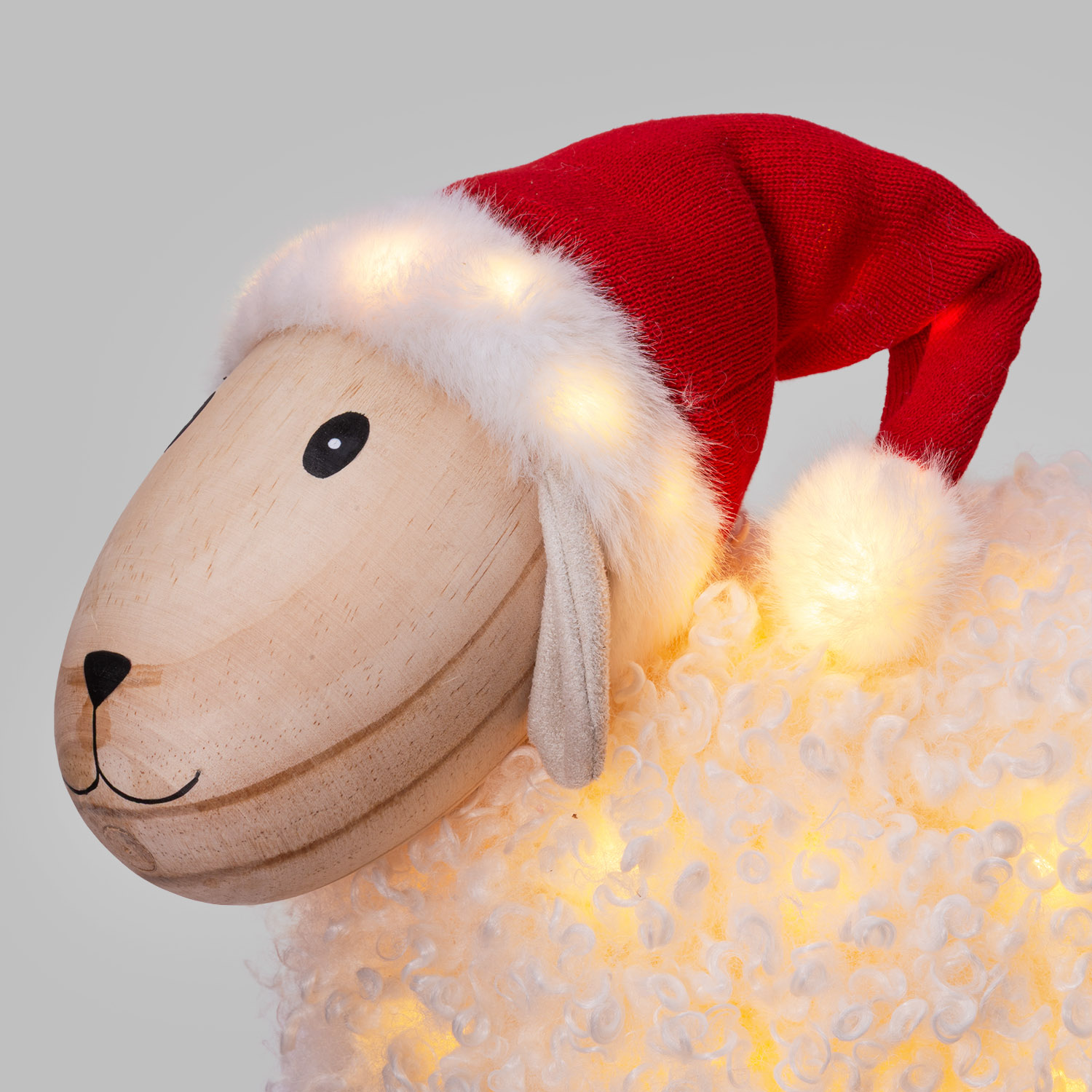 NatAgnello 3D-Leuchtlamm aus Holz, H 40 cm, Dual Color Micro-LEDs warmweiß und mehrfarbig, für den Innenbereich 7