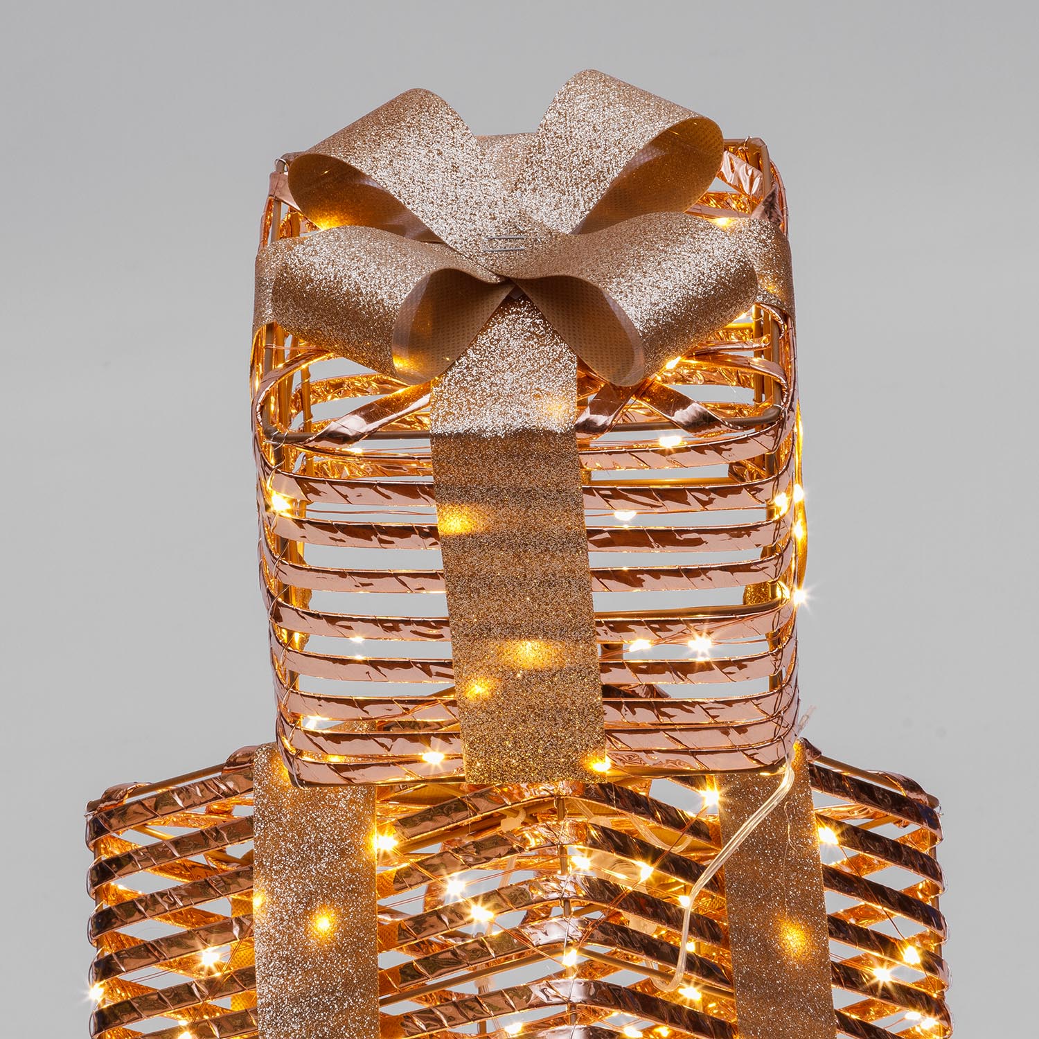 Set 3 Pacchi Regalo a coste 3D Rose Gold, h 73 cm, 350 microled bianco caldo 6