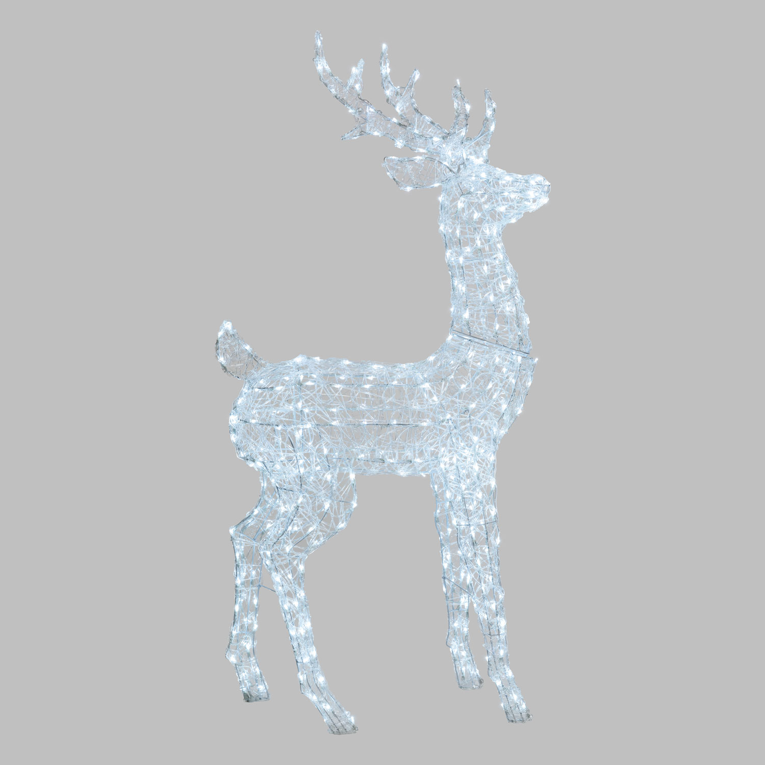 Renna testa ruotata in acrilico, h. 160 cm, led bianco freddo Renna testa ruotata in acrilico, h. 160 cm, led bianco freddo