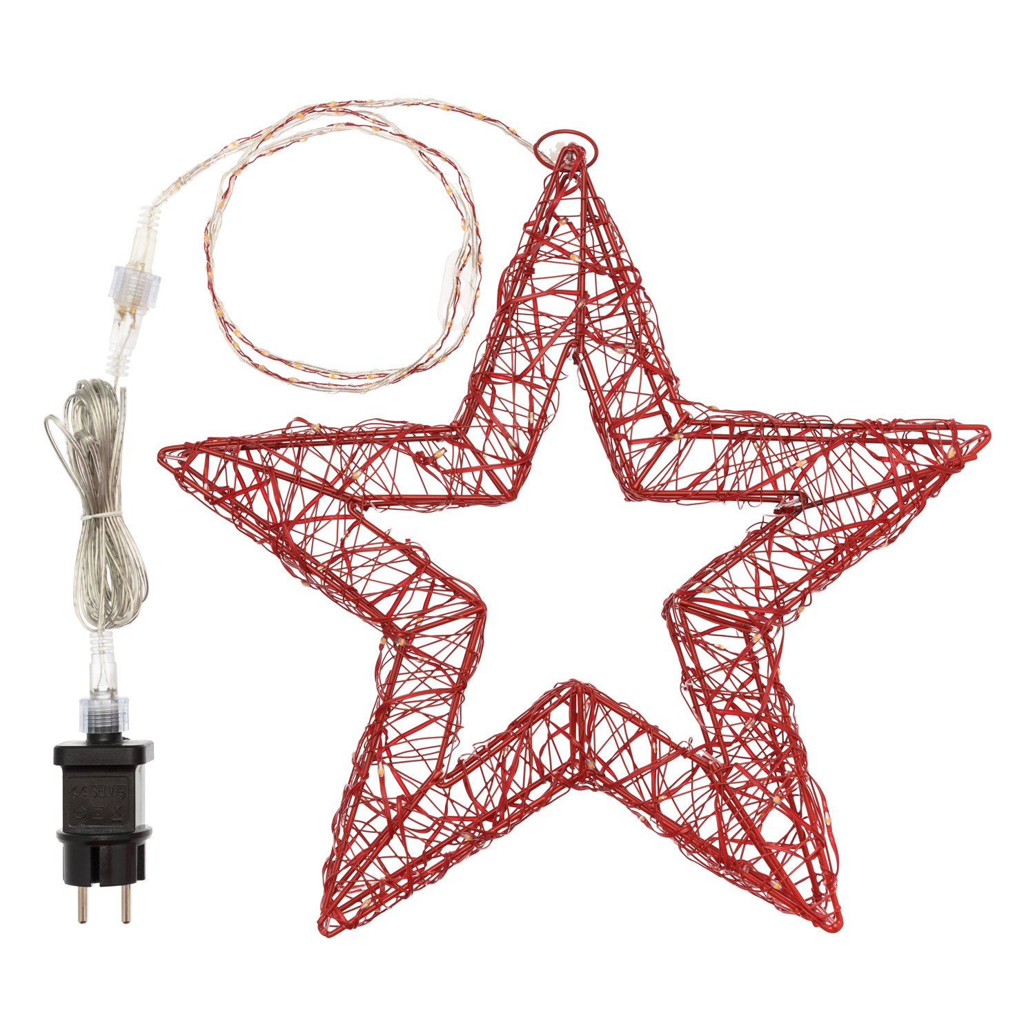 Stella luminosa rossa da appendere, microled bianco extra caldo 7 Stella luminosa rossa da appendere, microled bianco extra caldo 7