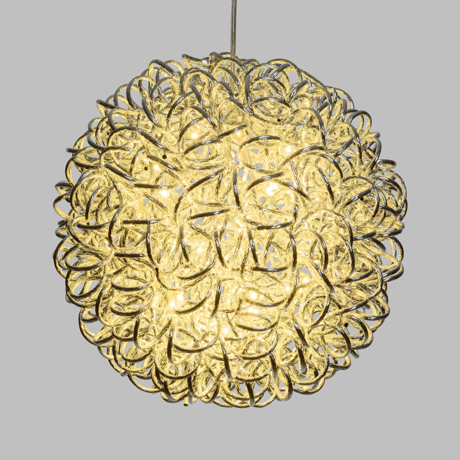 Ø 40cm 100 Warm White LEDs Silver Aluminum Sphere 6 Ø 40cm 100 Warm White LEDs Silver Aluminum Sphere 6