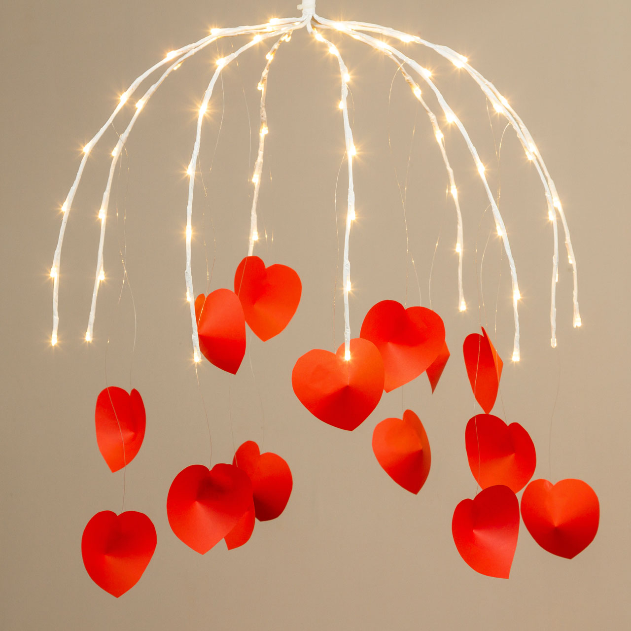 Branche blanche, h. 75 cm, led blanc chaud 5 Branche blanche, h. 75 cm, led blanc chaud 5