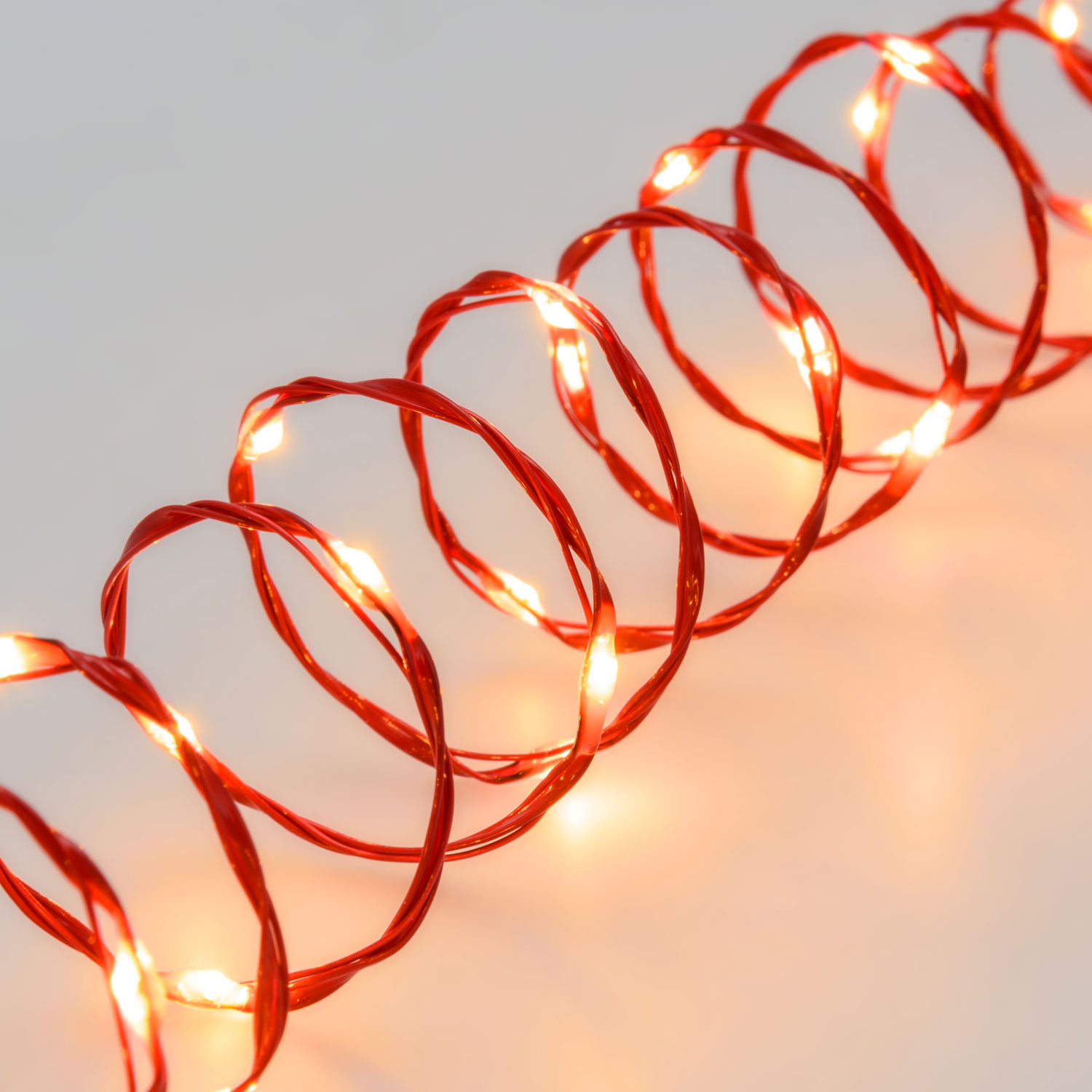 Catena MicroLED di 25 m, 500 microled bianco extra caldo, cavo rosso 2 Catena MicroLED di 25 m, 500 microled bianco extra caldo, cavo rosso 2