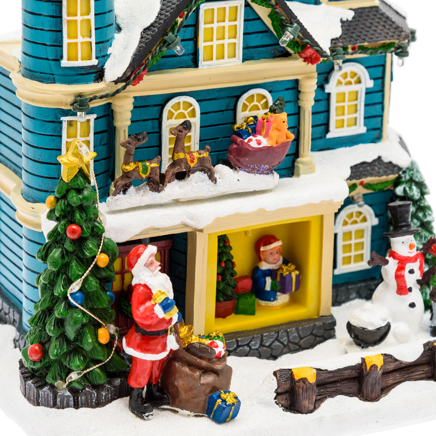 Pueblo de Navidad, Casa navideña, Trineo con movimiento y Árbol Navidad RGB, h 23 cm, villancicos 5 Pueblo de Navidad, Casa navideña, Trineo con movimiento y Árbol Navidad RGB, h 23 cm, villancicos 5