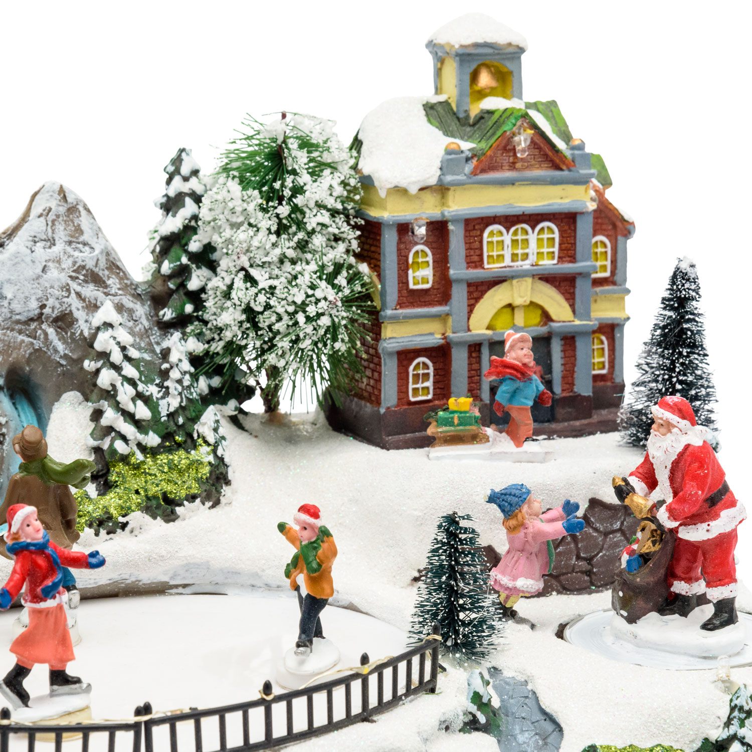 Village de Noël en Polyrésine, Lac Montagneux avec Patineurs en mouvement, h 20 cm 7 Village de Noël en Polyrésine, Lac Montagneux avec Patineurs en mouvement, h 20 cm 7