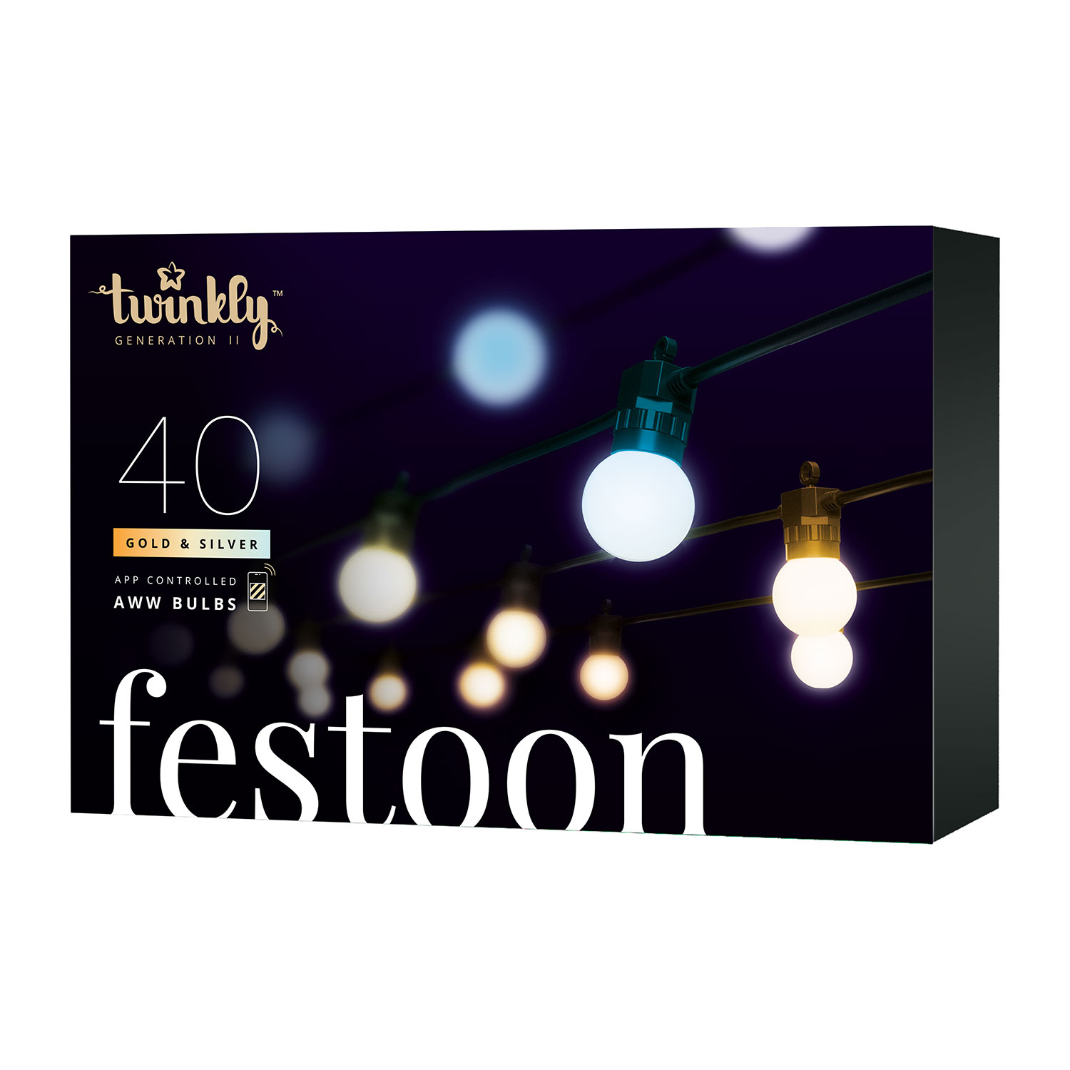Catena Twinkly Party Light Festoon Gold Edition, 40 sfere, 20 metri 1 Catena Twinkly Party Light Festoon Gold Edition, 40 sfere, 20 metri 1