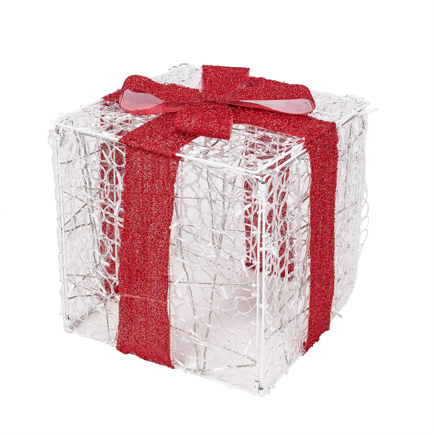 Paquet cadeau 3D en acrylique transparent, h 40 cm, 200 Dual LED blanc chaud et blanc froid 4