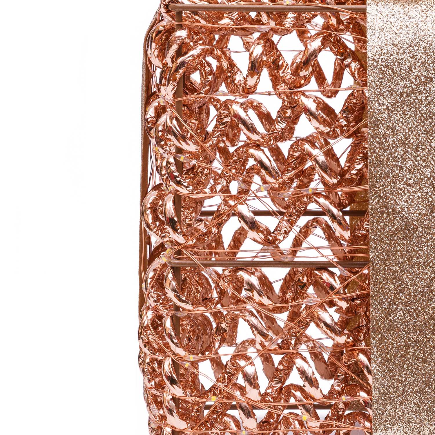 Set 3 Pacchi Regalo luminosi 3D Rose Gold, filo a spirale, led bianco caldo 3