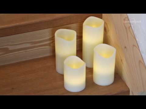 Juego de 4 velas marfil Led de cera, led blanco cálido 3 Juego de 4 velas marfil Led de cera, led blanco cálido 3