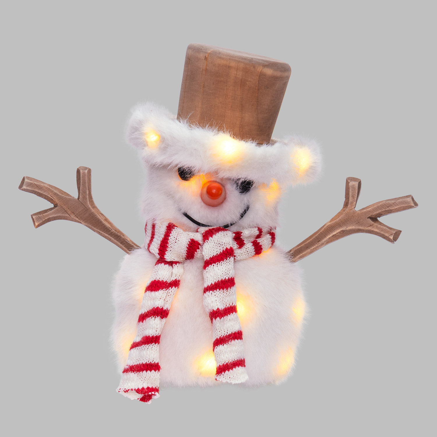 SnowPazzo luminoso 3D in legno a batteria, h 20 cm, Dual Color MicroLED bianco caldo e bianco freddo, uso interno