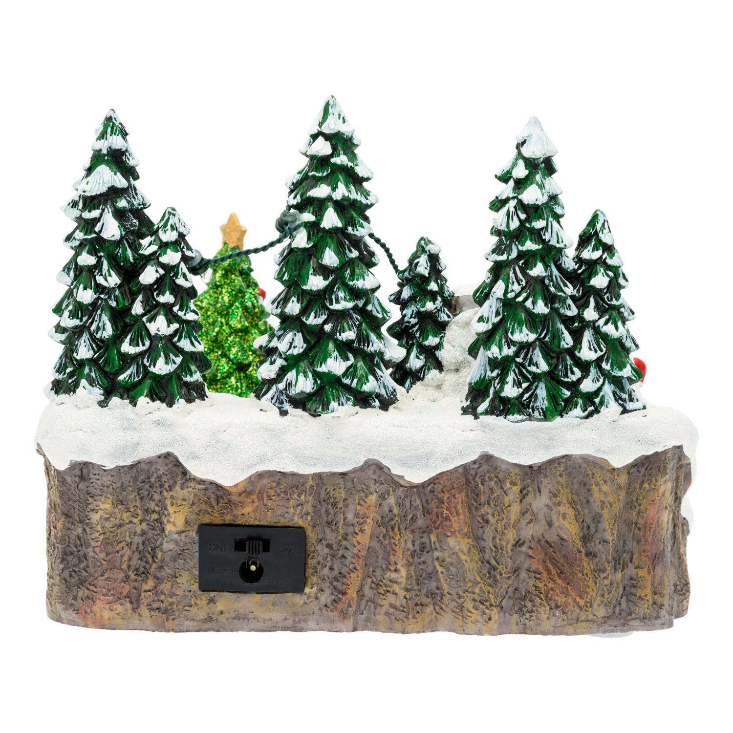 Weihnachtsdorf aus Polyresin, Bach mit Brücke und rotierendem Baum, h 15 cm, mit Weihnachtslieder 6 Weihnachtsdorf aus Polyresin, Bach mit Brücke und rotierendem Baum, h 15 cm, mit Weihnachtslieder 6