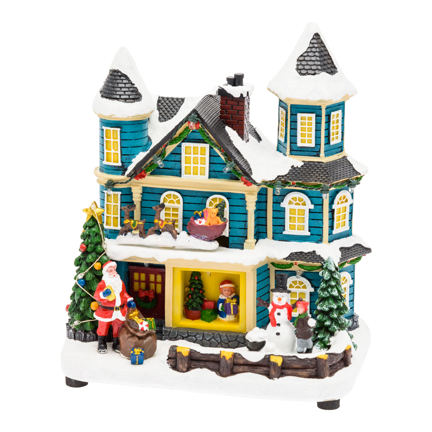 Pueblo de Navidad, Casa navideña, Trineo con movimiento y Árbol Navidad RGB, h 23 cm, villancicos 4 Pueblo de Navidad, Casa navideña, Trineo con movimiento y Árbol Navidad RGB, h 23 cm, villancicos 4