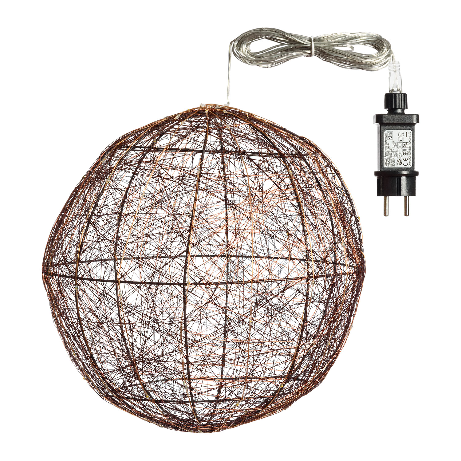Esfera 3D de metal marrón Ø 30 cm, 160 microled blanco cálido 3 Esfera 3D de metal marrón Ø 30 cm, 160 microled blanco cálido 3