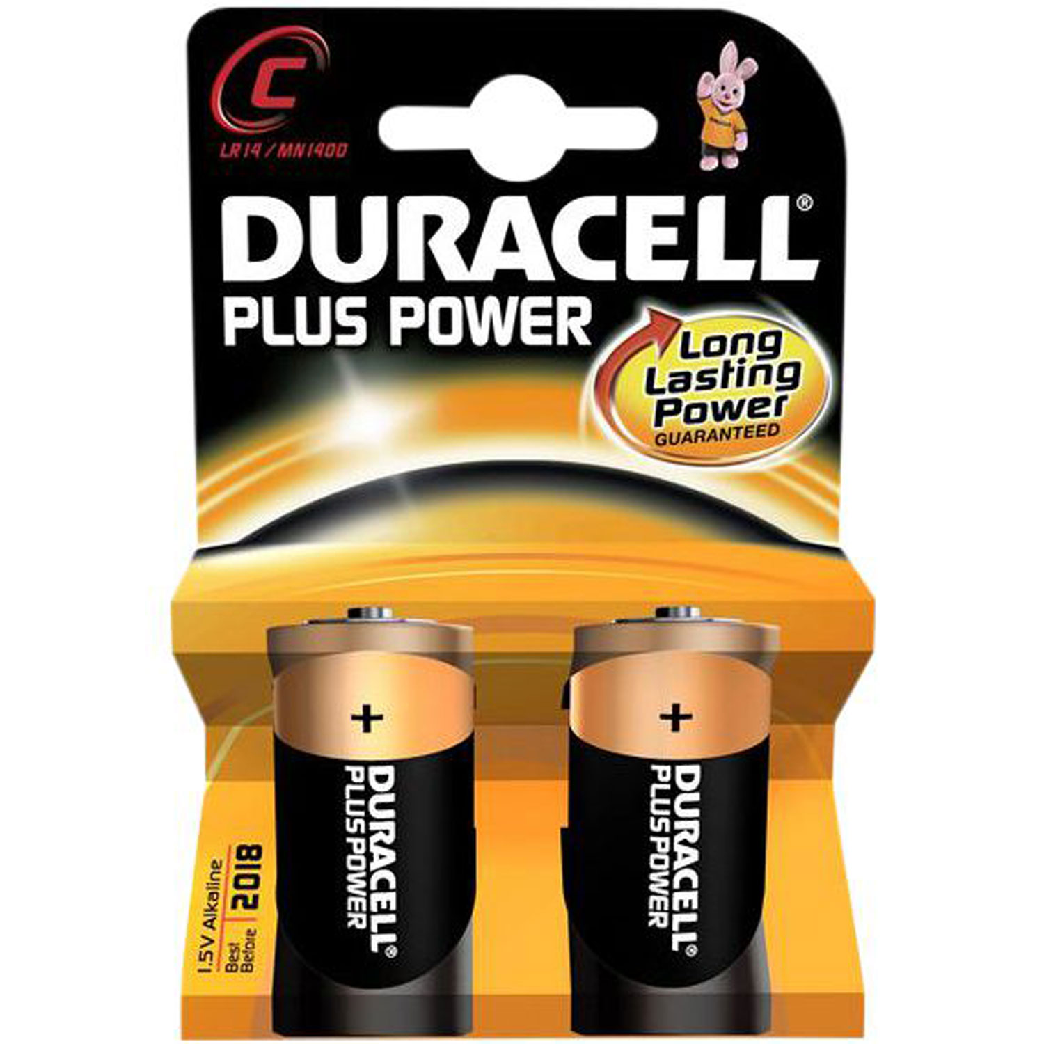 1.5V C Batteries Duracell Plus Power, Set of 2 1.5V C Batteries Duracell Plus Power, Set of 2