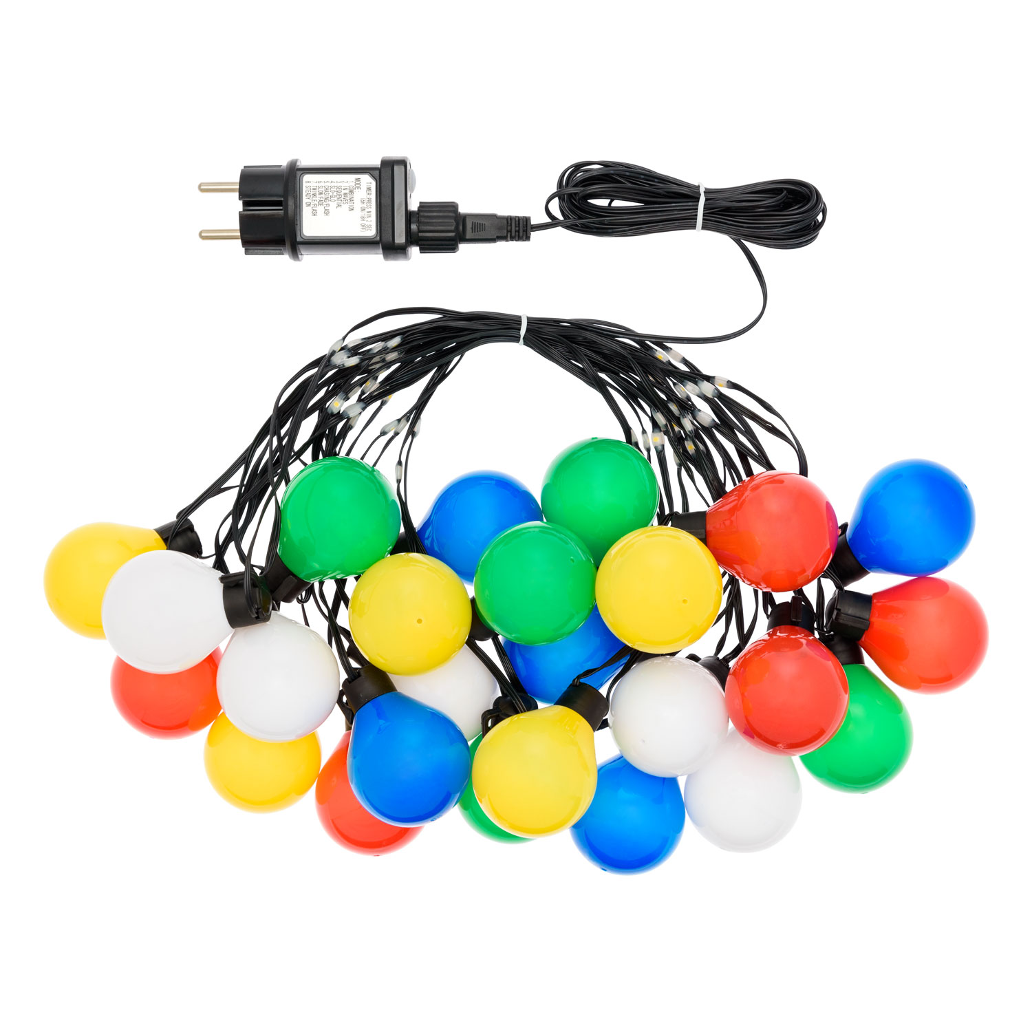 Guirnalda 10 m con cable iluminado, 25 bombillas multicolor, led blanco cálido, cable negro 7 Guirnalda 10 m con cable iluminado, 25 bombillas multicolor, led blanco cálido, cable negro 7