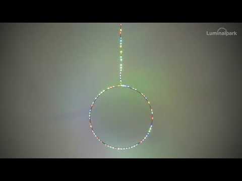 Kreis aus weißem Metall zum Aufhängen Ø 38 cm, 105 Micro LEDs RGB farbwechselnd 2 Kreis aus weißem Metall zum Aufhängen Ø 38 cm, 105 Micro LEDs RGB farbwechselnd 2