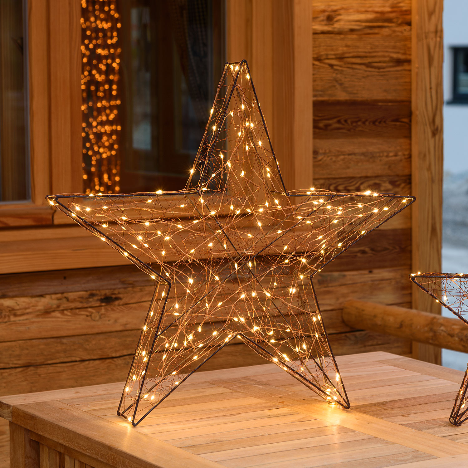 3D Star in Brown Metal Christmas Figure, Ø 60cm, 180 Warm White MicroLEDs 3D Star in Brown Metal Christmas Figure, Ø 60cm, 180 Warm White MicroLEDs