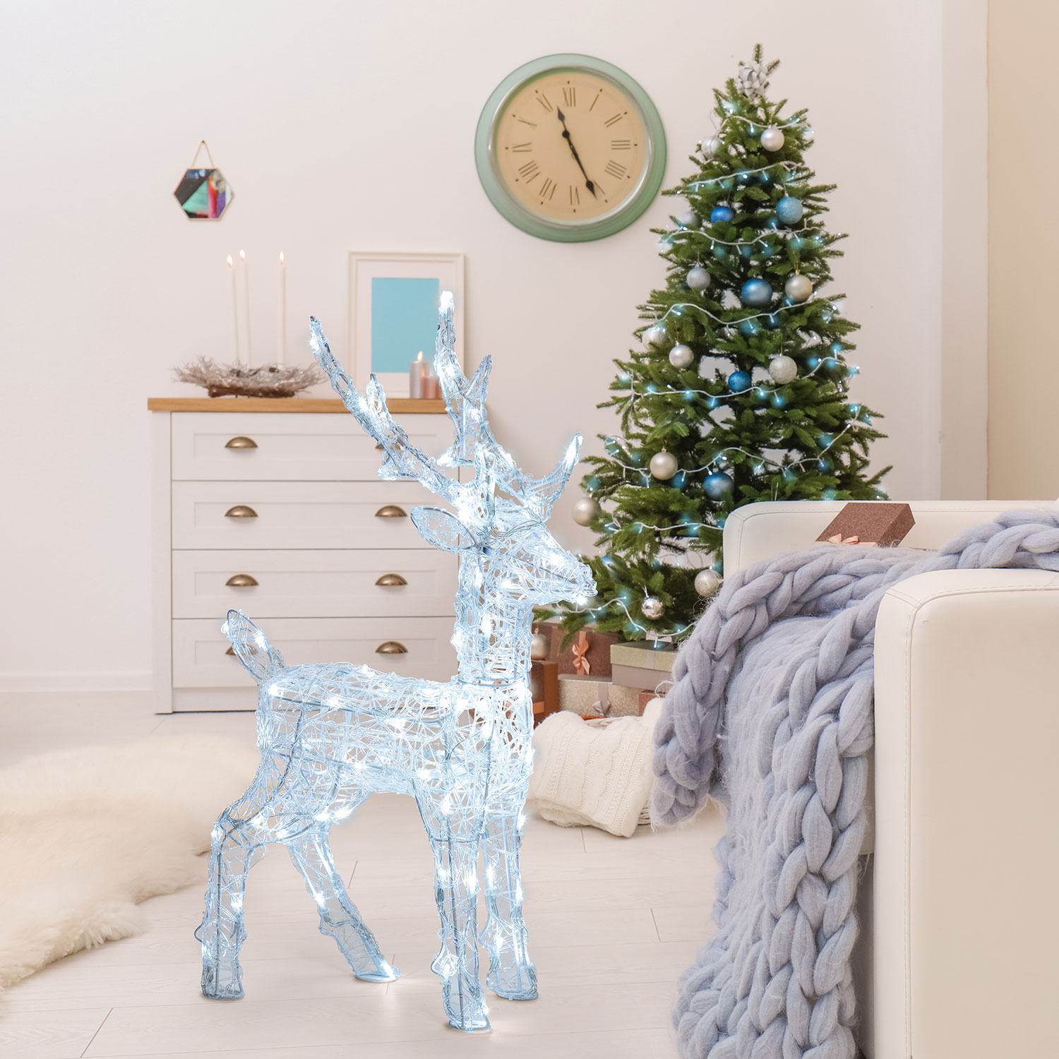 Renne lumineux acrylique, 80 led blanc froid 2 Renne lumineux acrylique, 80 led blanc froid 2